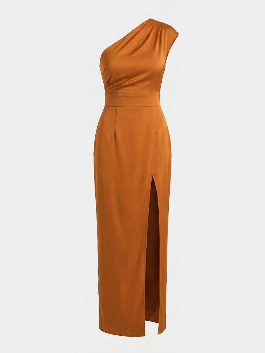 Fern Maxi Abendkleid One Shoulder mit Beinschlitz