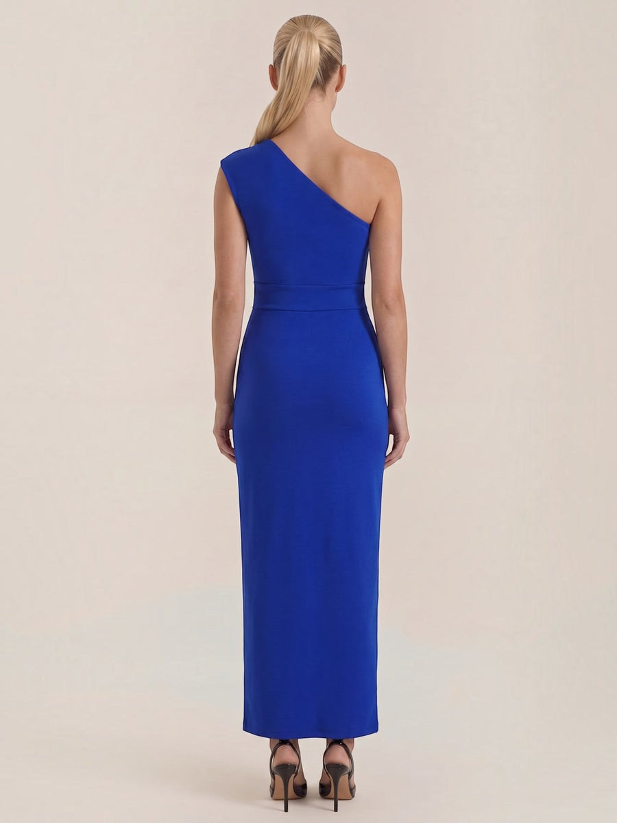 Fern Maxi Abendkleid One Shoulder mit Beinschlitz