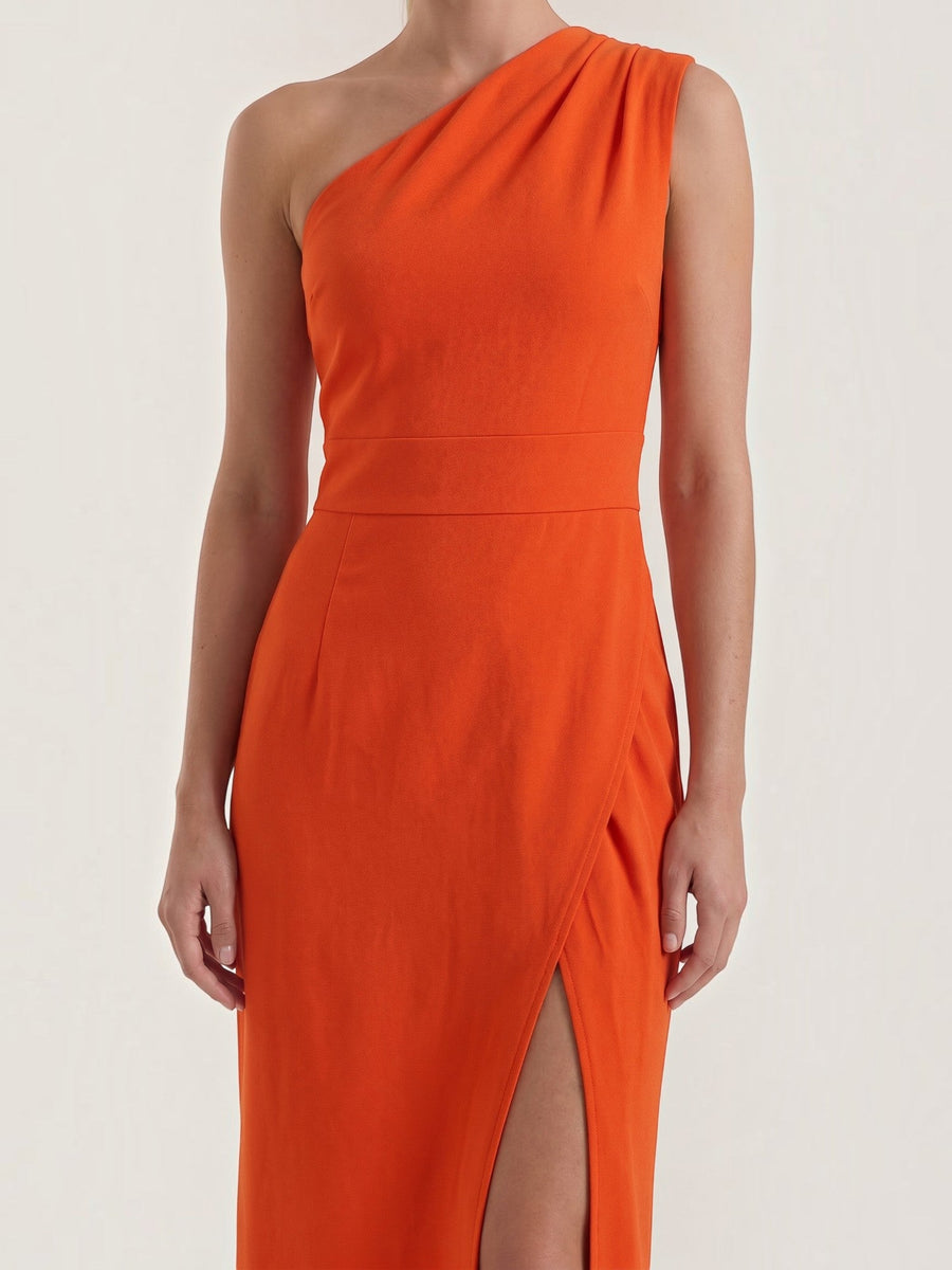 Fern Maxi Abendkleid One Shoulder mit Beinschlitz