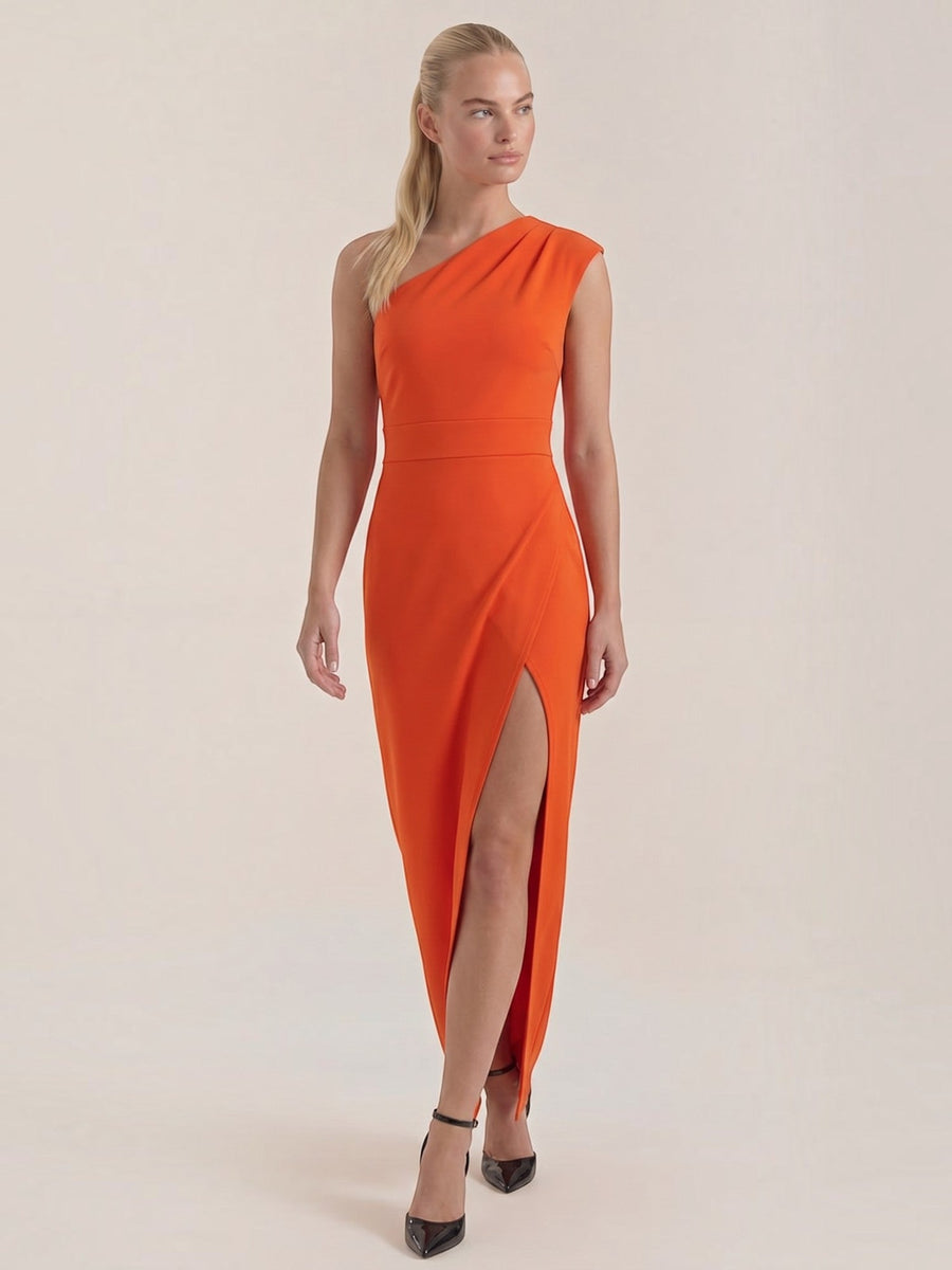 Fern Maxi Abendkleid One Shoulder mit Beinschlitz