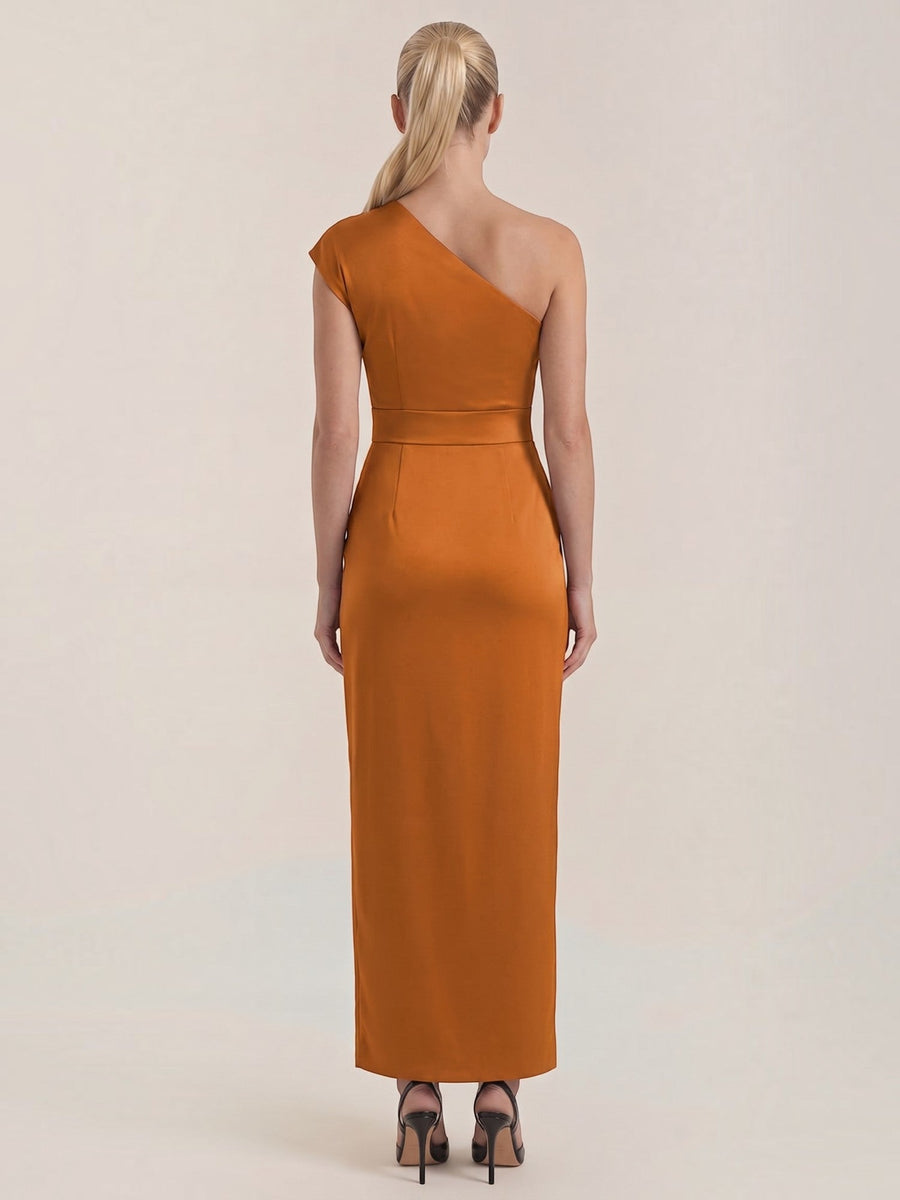 Fern Maxi Abendkleid One Shoulder mit Beinschlitz