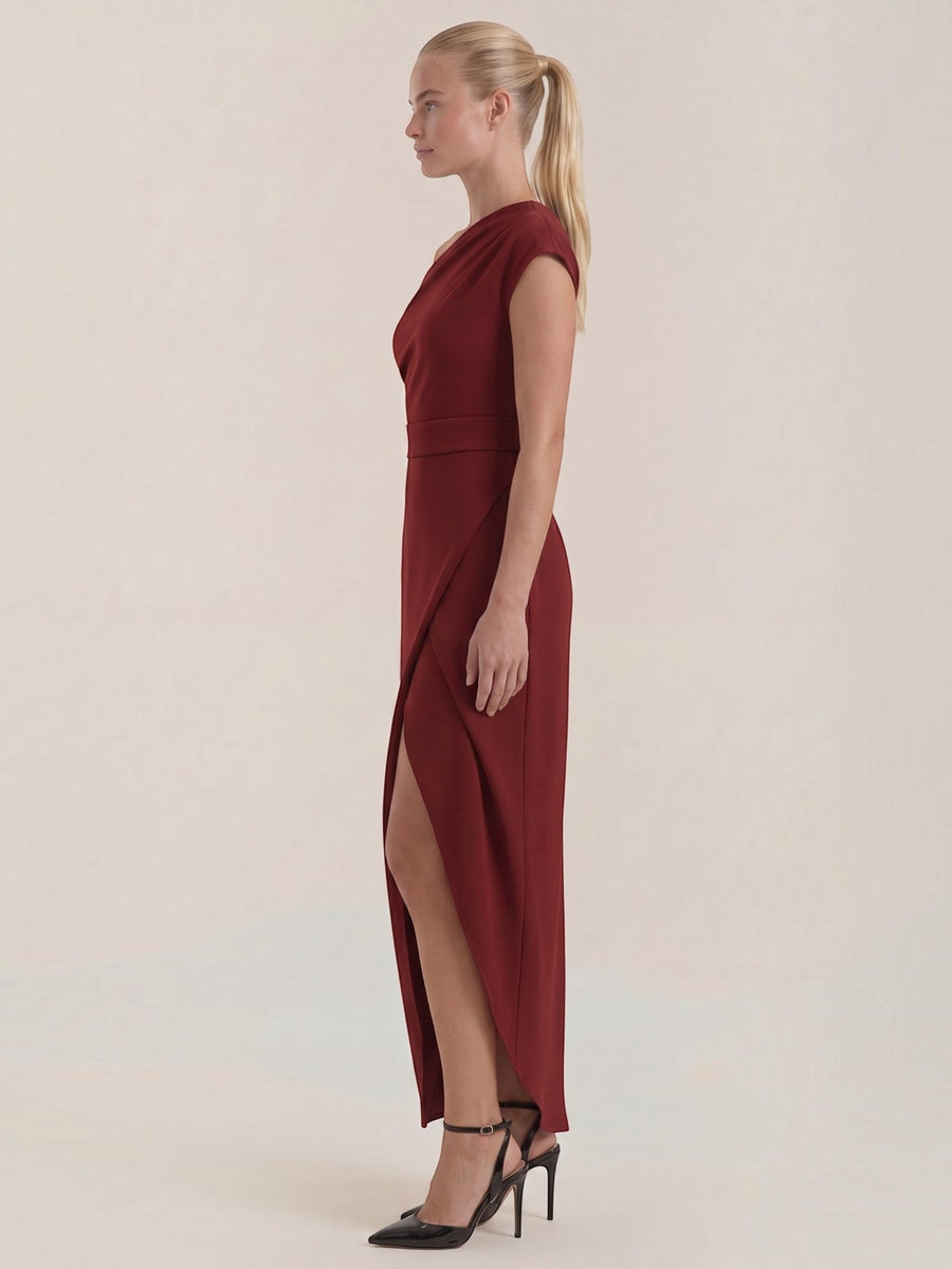 Fern Maxi Abendkleid One Shoulder mit Beinschlitz