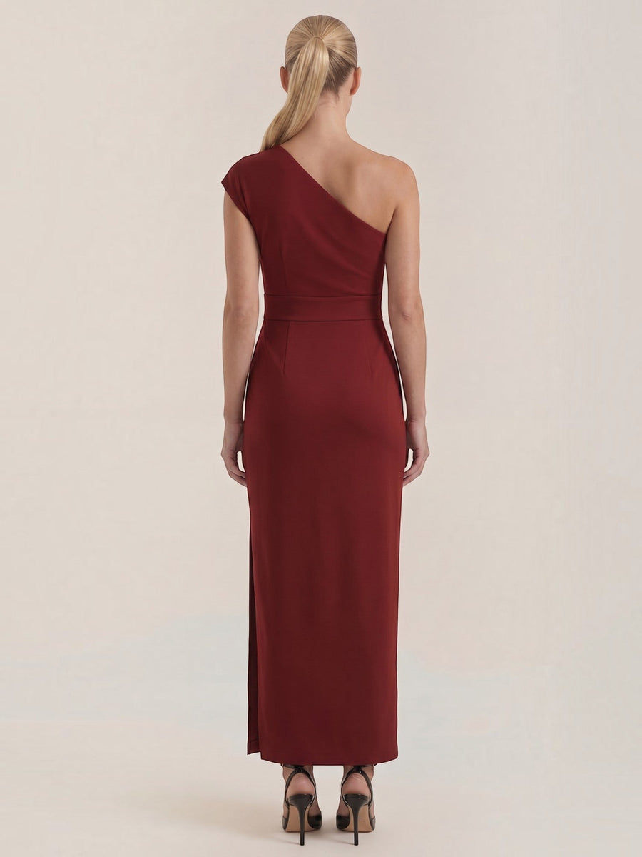 Fern Maxi Abendkleid One Shoulder mit Beinschlitz
