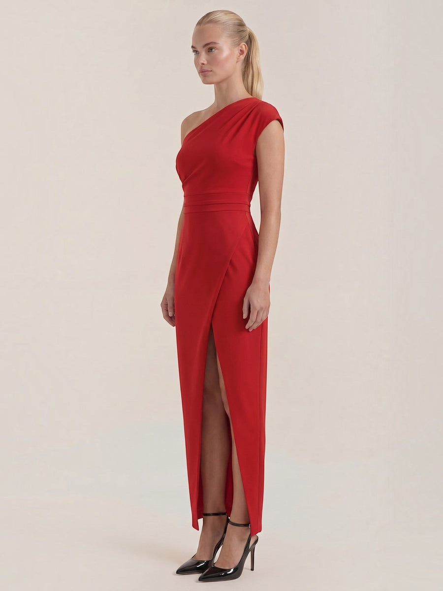 Fern Maxi Abendkleid One Shoulder mit Beinschlitz