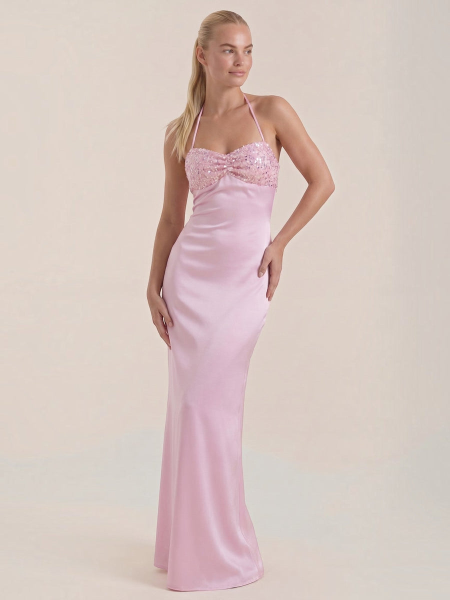 Sierra Maxi Abendkleid Neckholder mit Paillettenoberteil