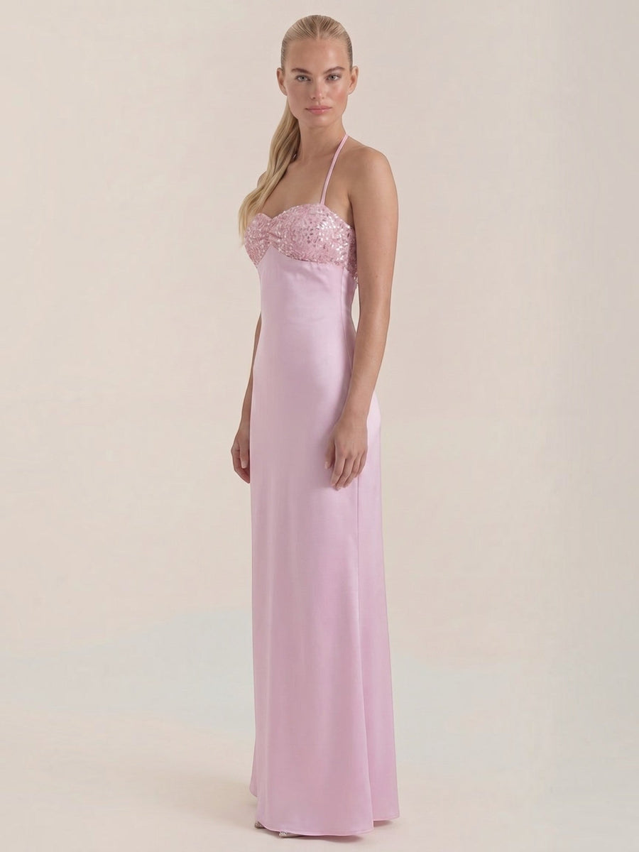 Sierra Maxi Abendkleid Neckholder mit Paillettenoberteil