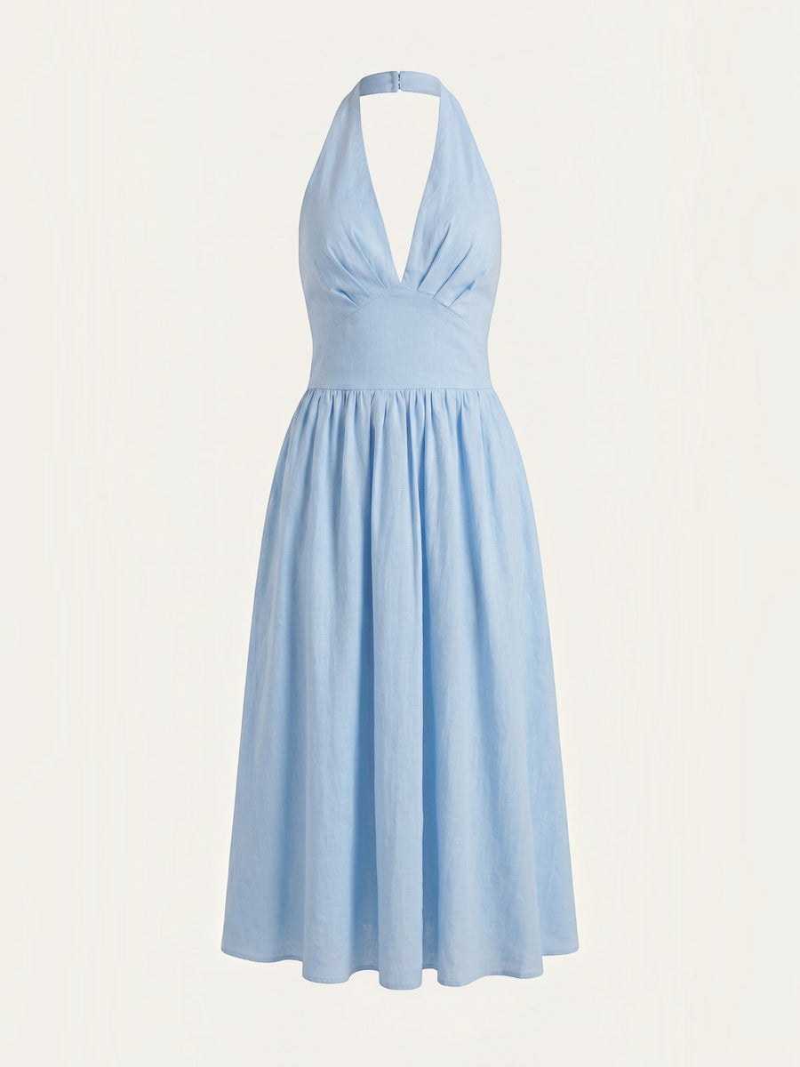 Harlow Neckholder-Midikleid mit V-Ausschnitt