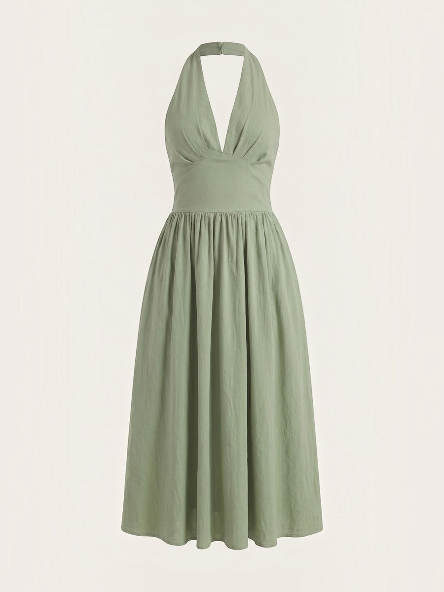 Harlow Neckholder-Midikleid mit V-Ausschnitt