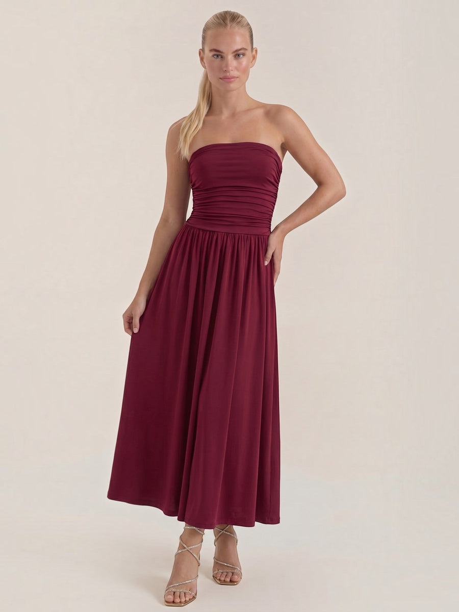 Keira Bandeau-Maxikleid mit Raffung