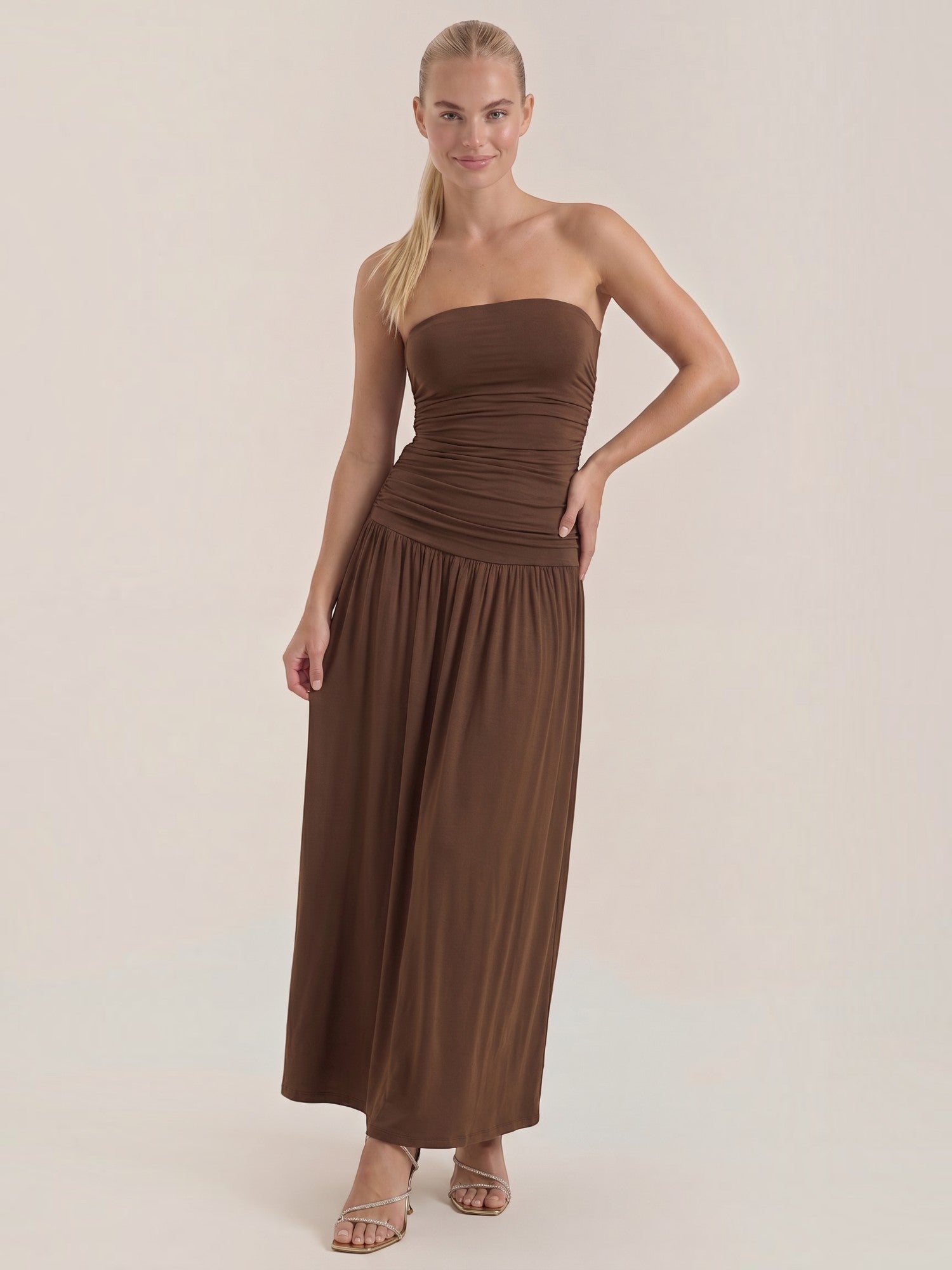 Keira Bandeau-Maxikleid mit Raffung