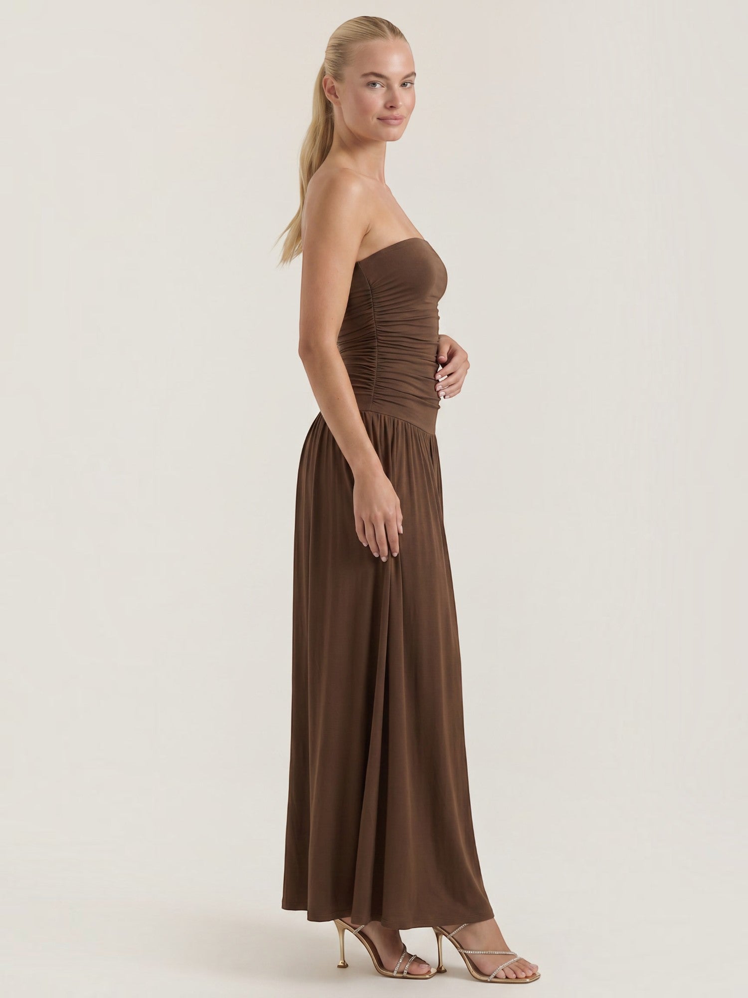 Keira Bandeau-Maxikleid mit Raffung