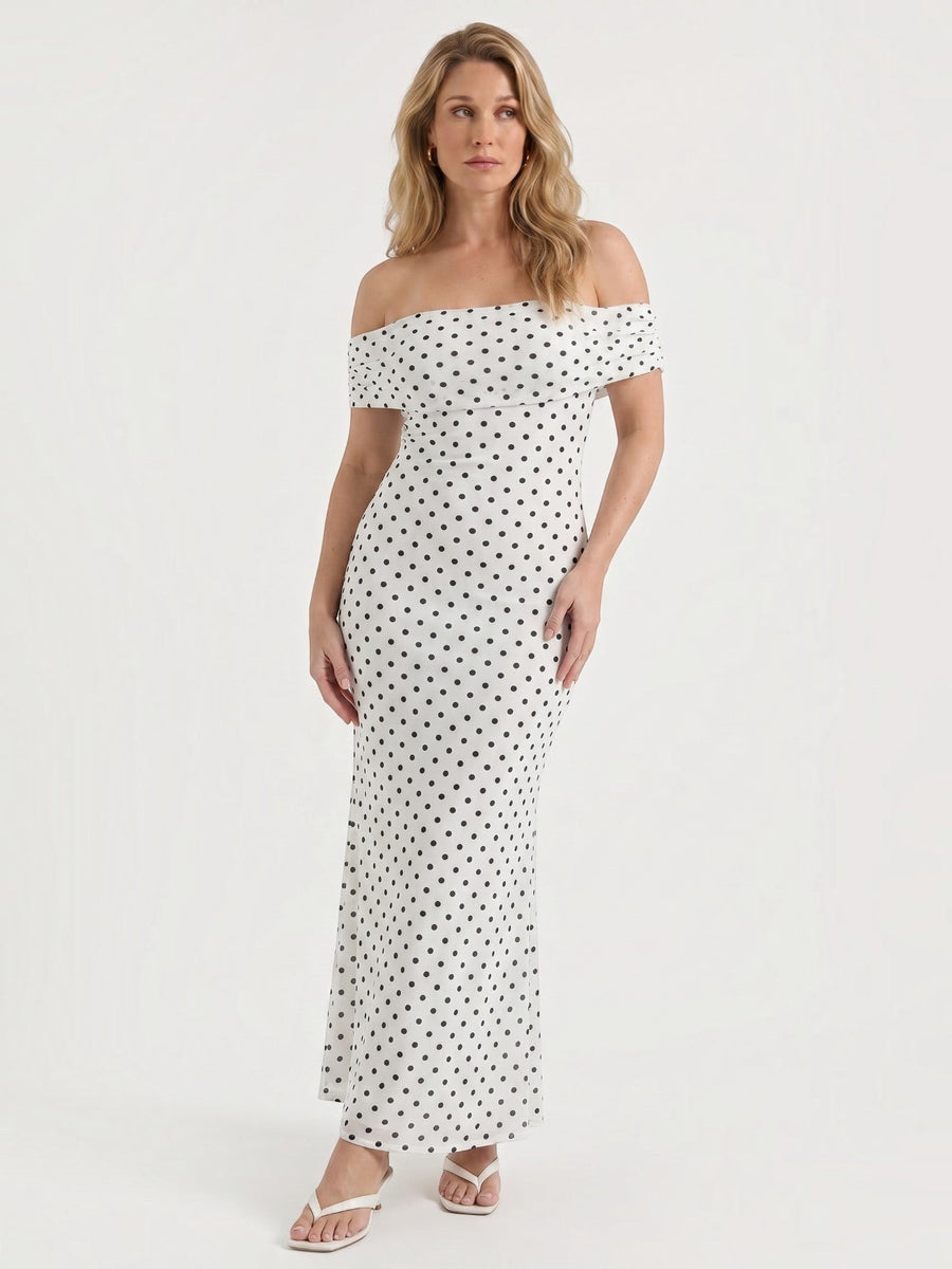 Ziah Schulterfreies Maxikleid mit Punktemuster