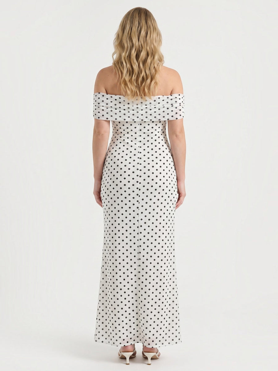 Ziah Schulterfreies Maxikleid mit Punktemuster
