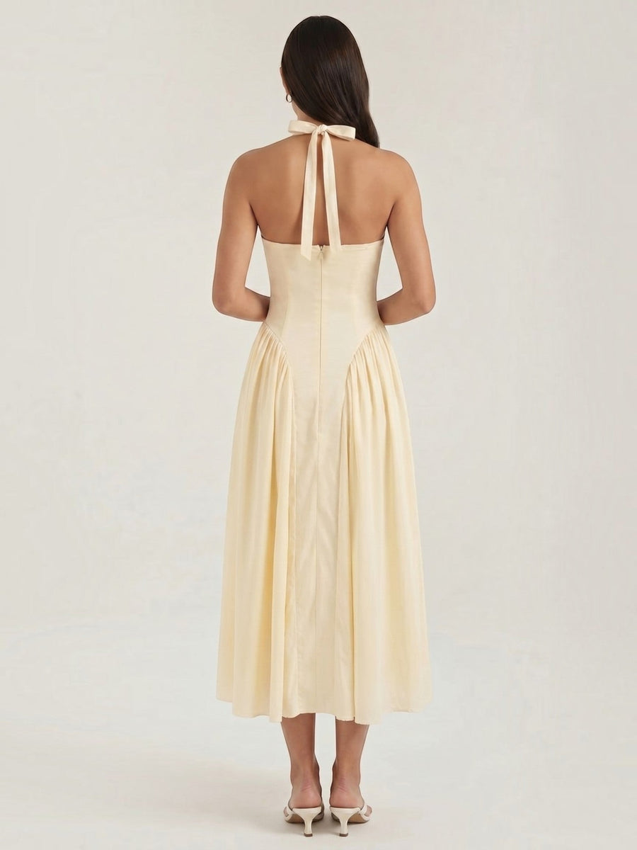 Kiara Neckholder-Midikleid mit ausgestelltem Rock