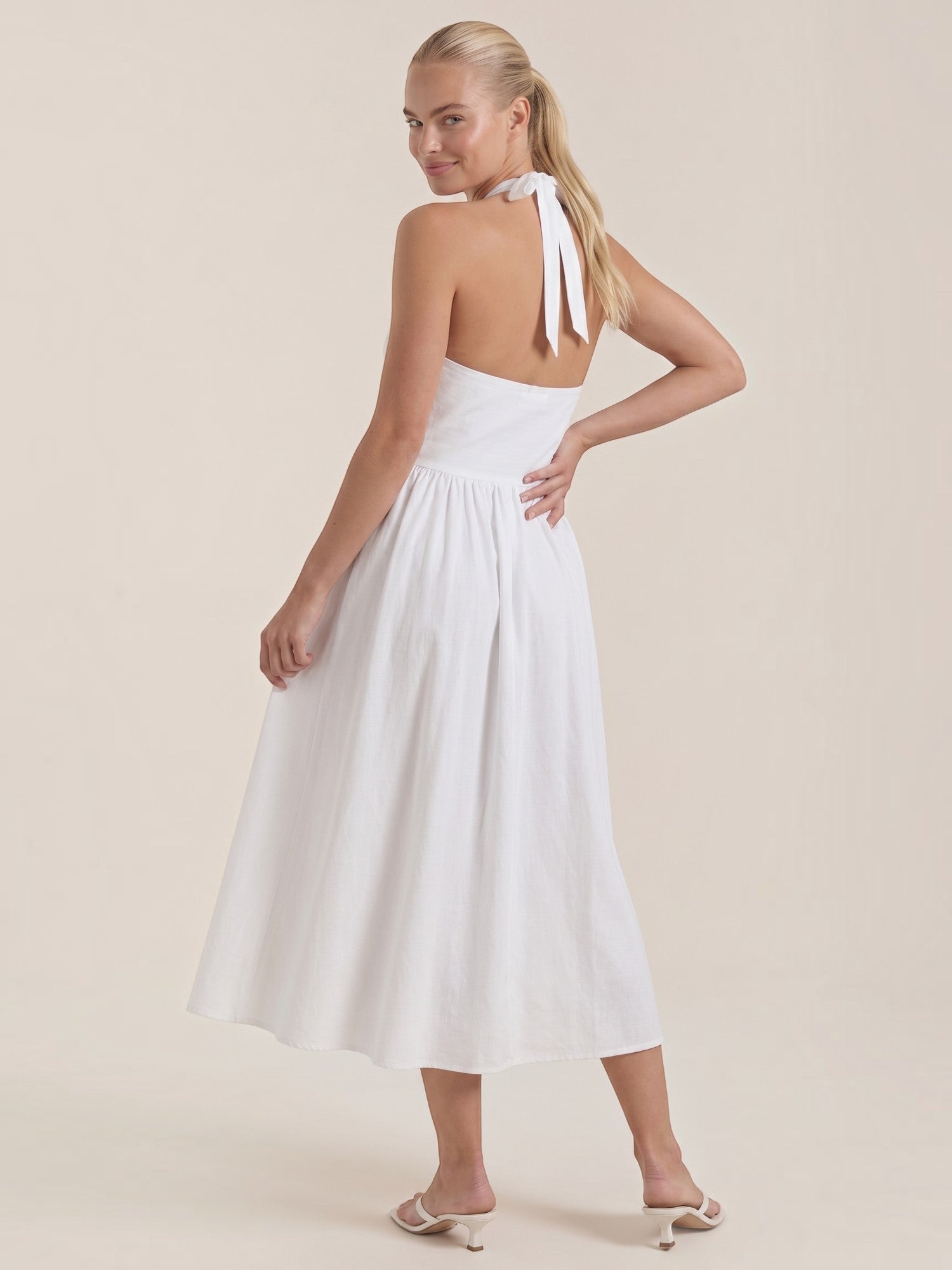Harlow Neckholder-Midikleid mit V-Ausschnitt