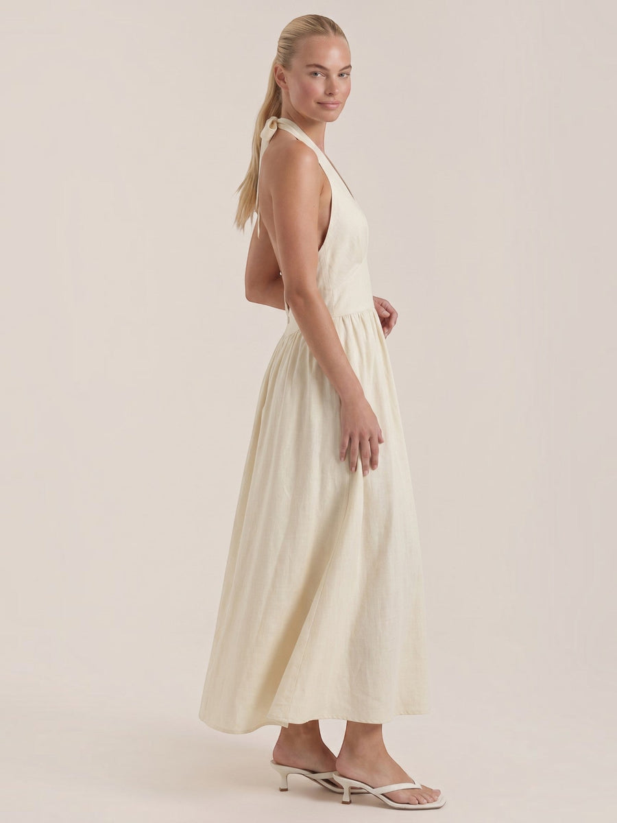 Harlow Neckholder-Midikleid mit V-Ausschnitt