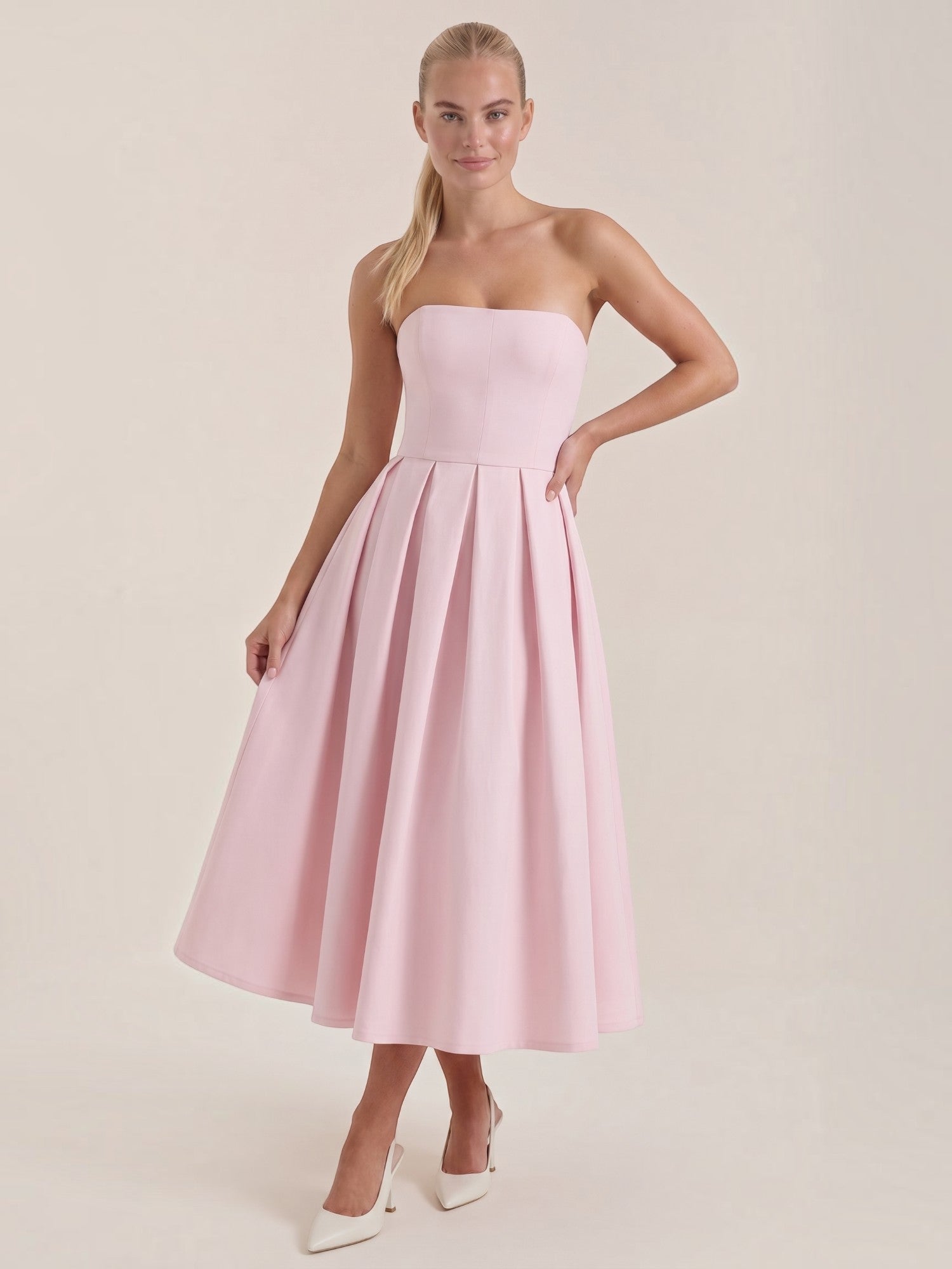 Yanna Bandeau-Midikleid mit Faltenrock