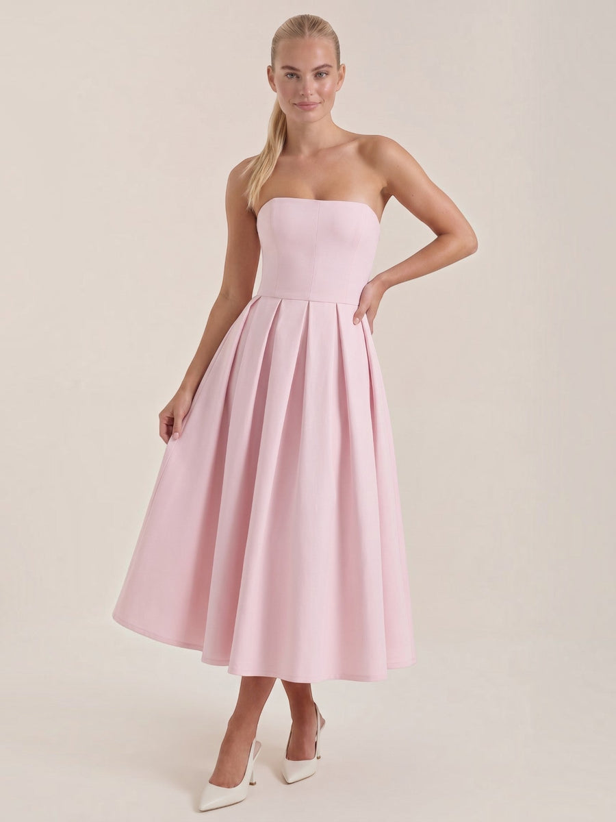 Yanna Bandeau-Midikleid mit Faltenrock