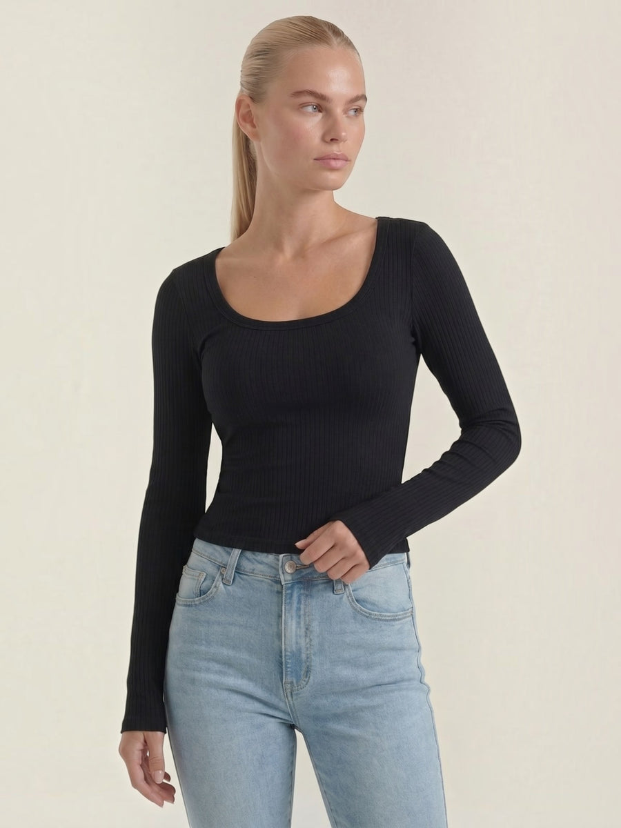 Marian Langarm-Top mit Scoop-Neck