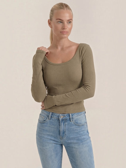 Marian Langarm-Top mit Scoop-Neck