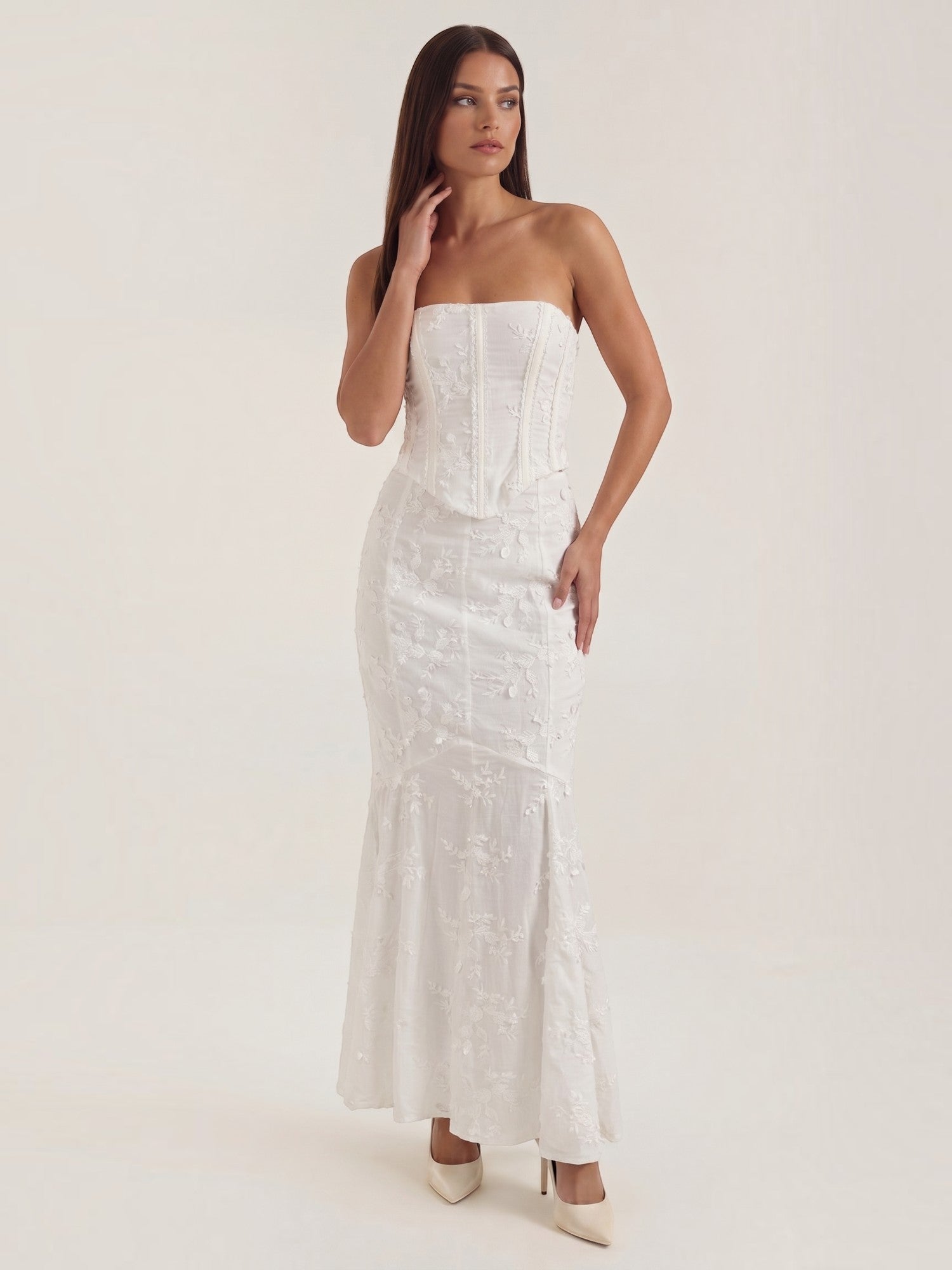 Anastasia Korsett-Spitzen-Maxikleid
