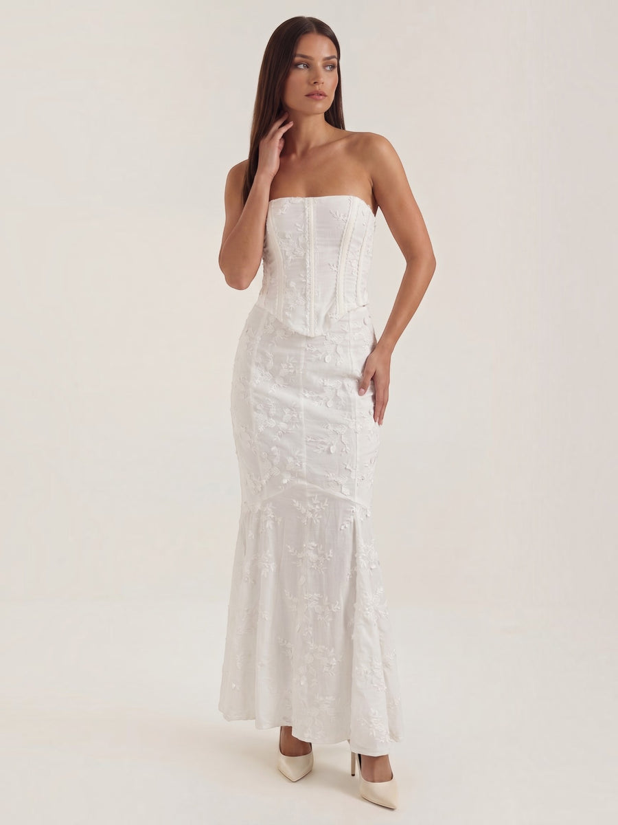 Anastasia Korsett-Spitzen-Maxikleid