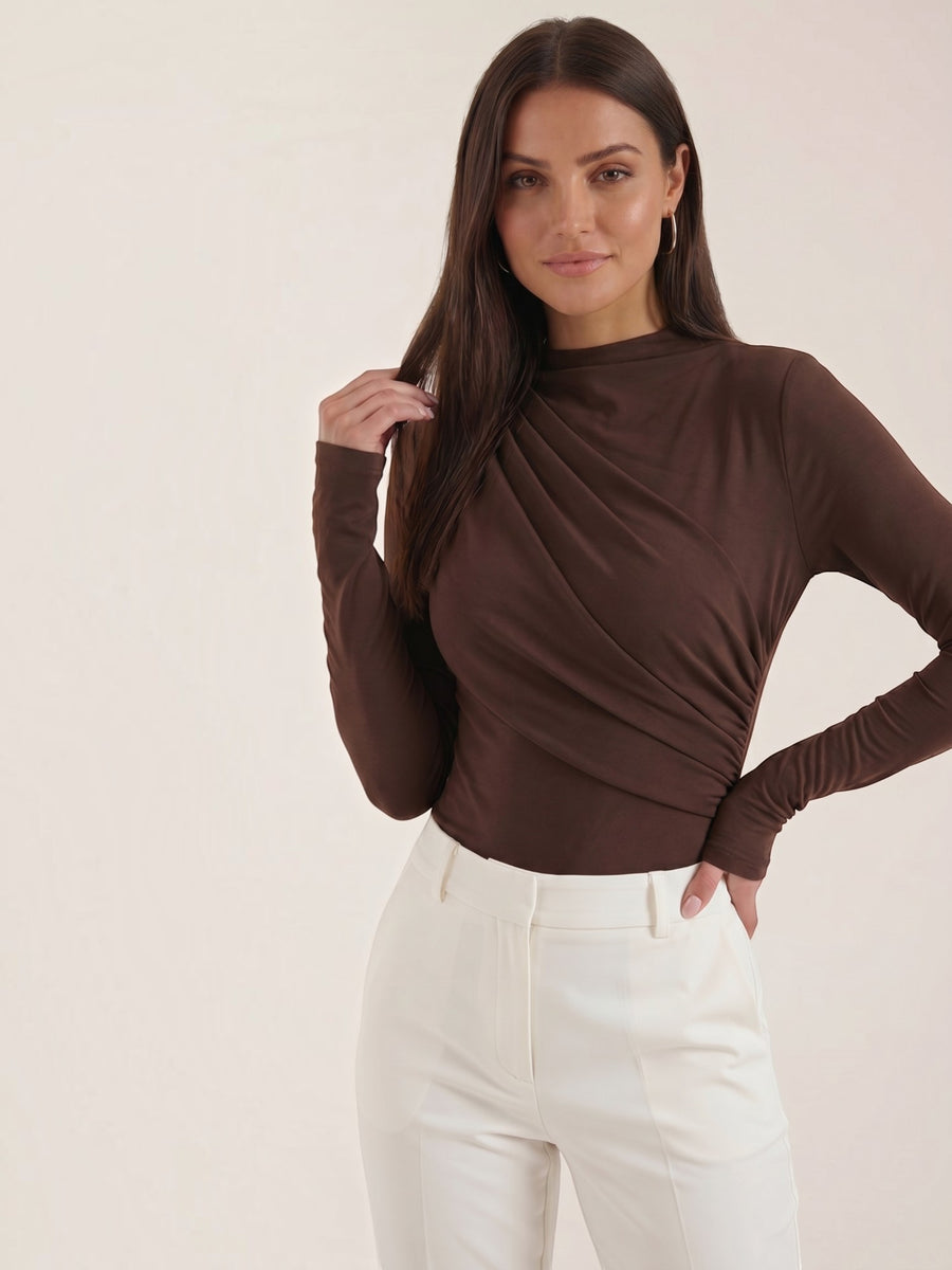Audrey Longsleeve mit schmalem Stehkragen