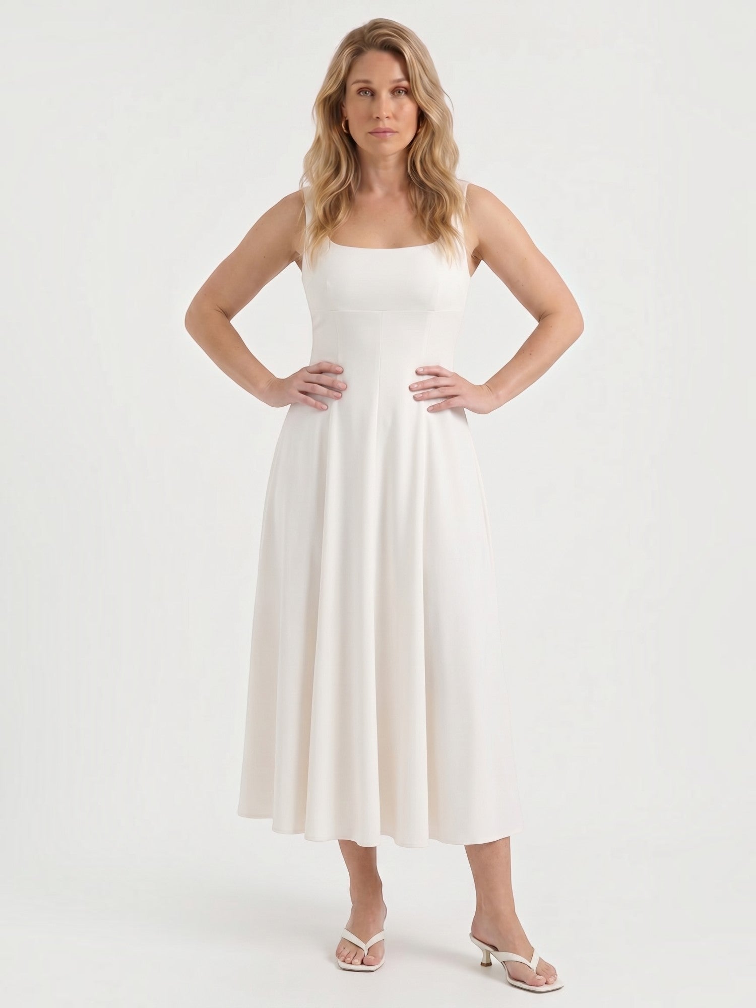 Florina Midikleid mit Karree-Ausschnitt