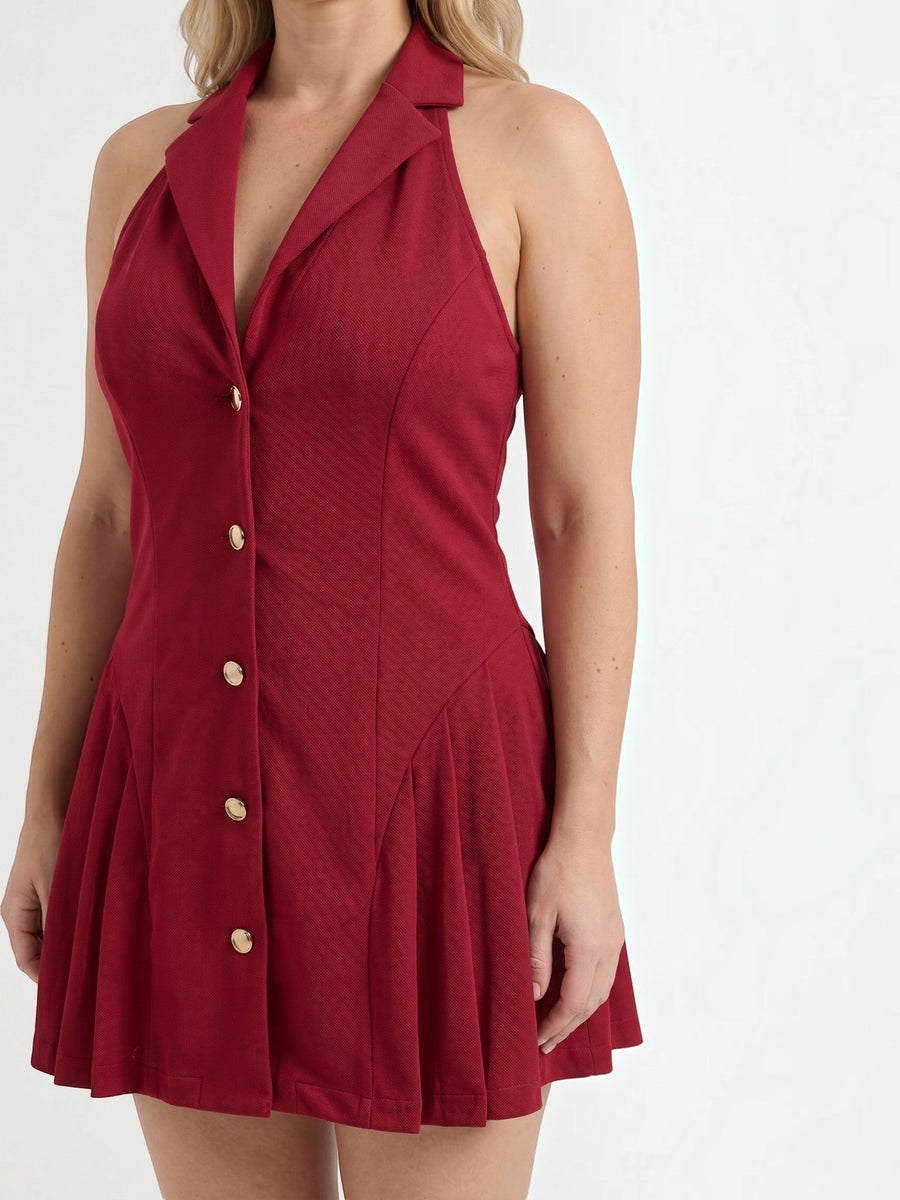 Ashley Neckholder-Minikleid mit Knopfleiste