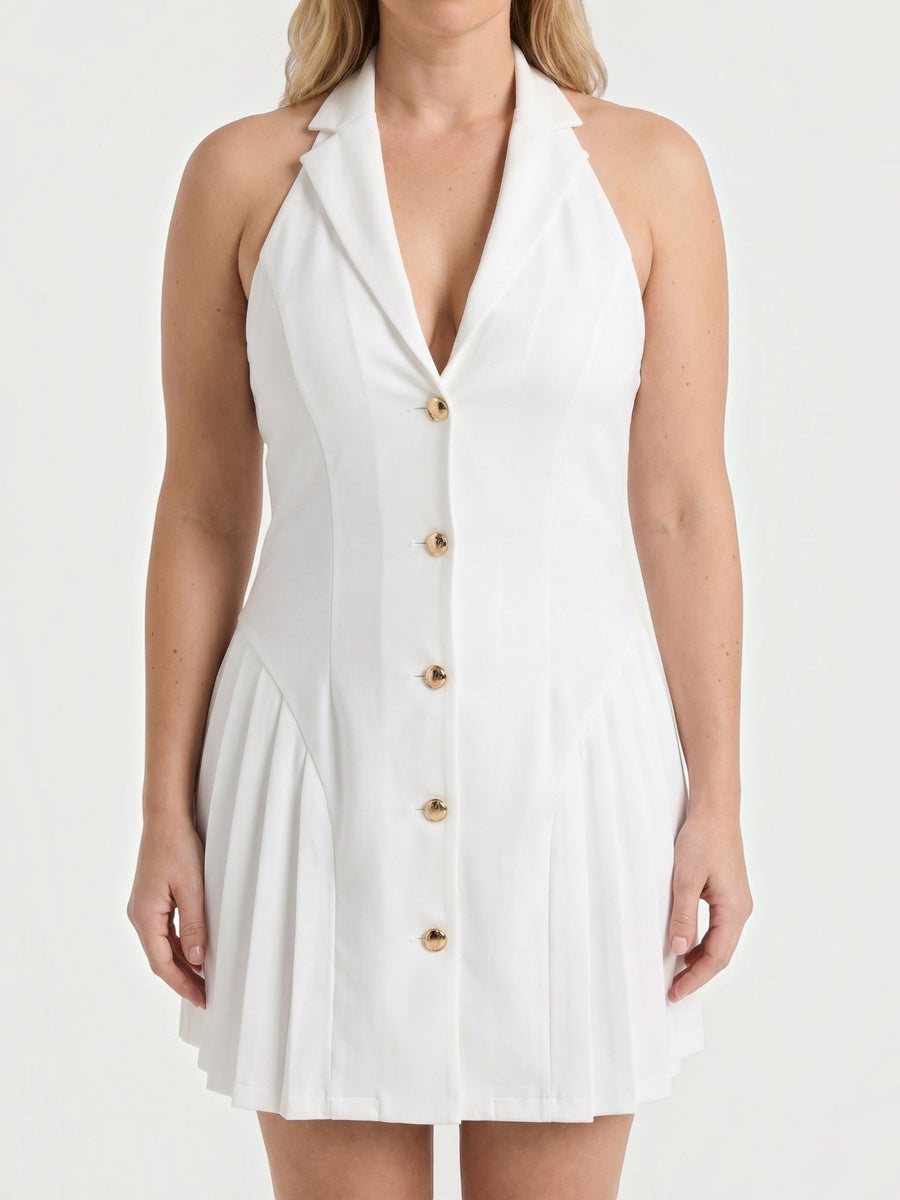 Ashley Neckholder-Minikleid mit Knopfleiste