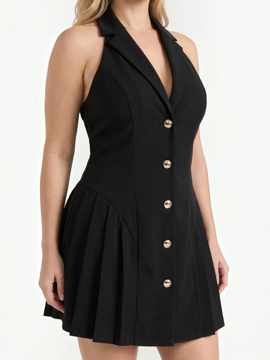 Ashley Neckholder-Minikleid mit Knopfleiste