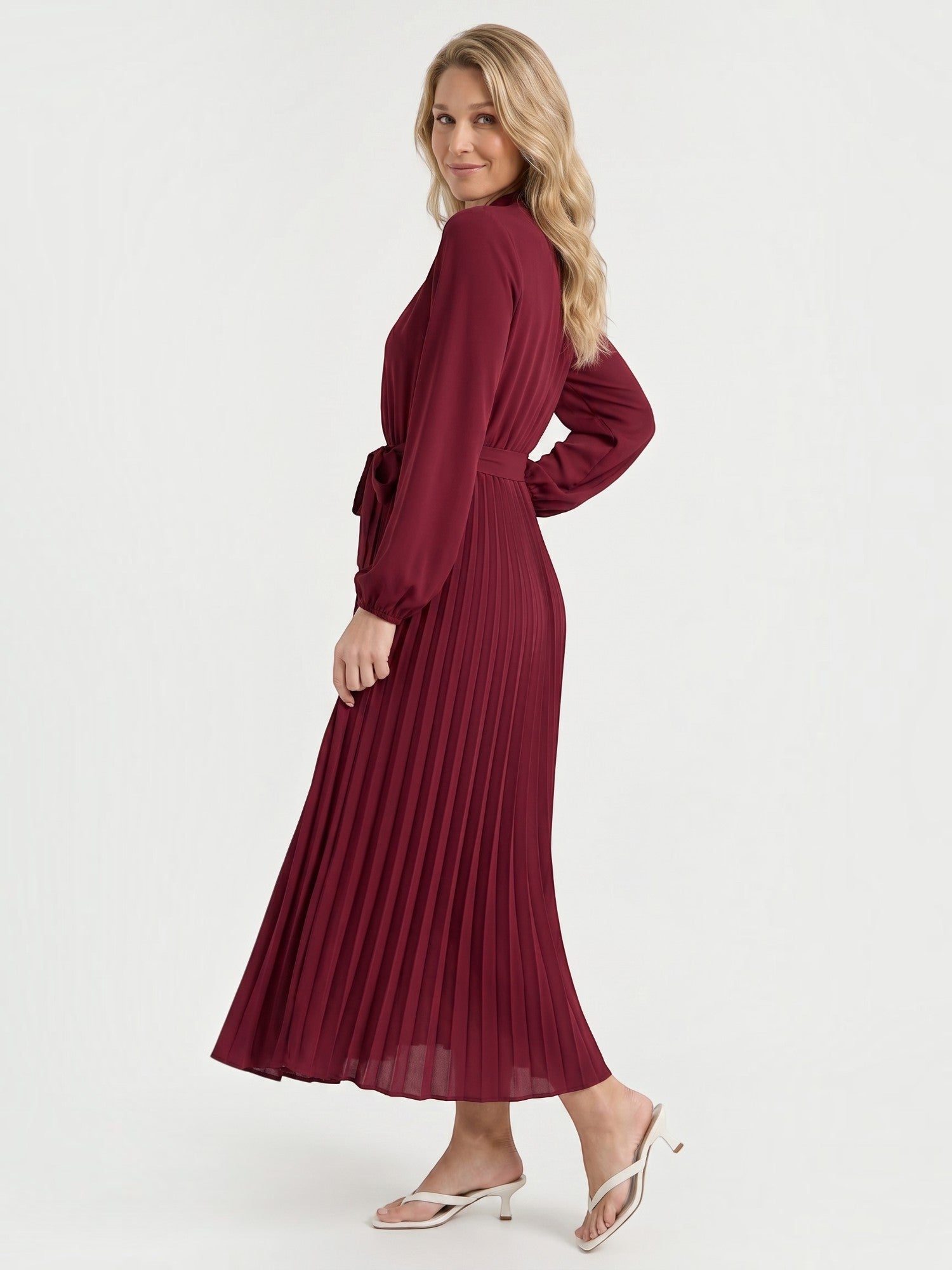 Misty Midi-Plisseekleid mit Bindegürtel