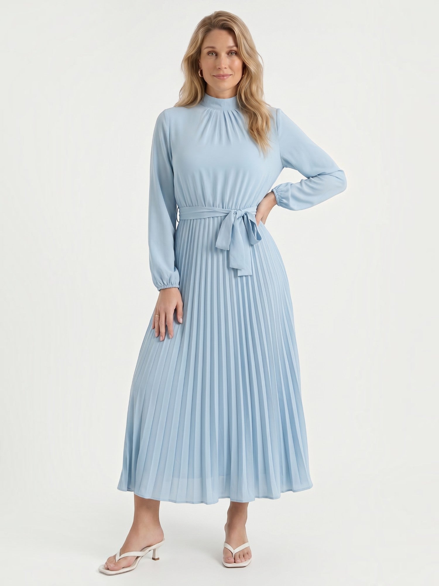 Misty Midi-Plisseekleid mit Bindegürtel