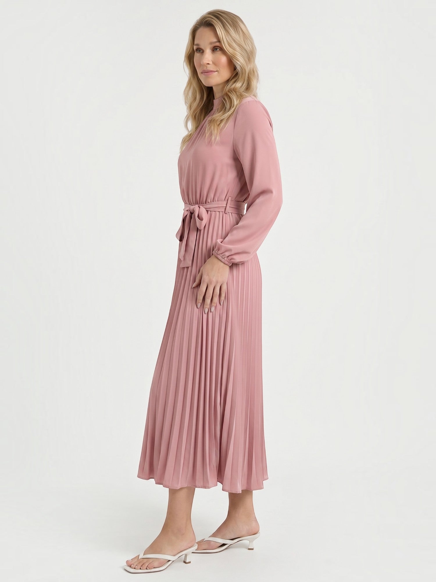 Misty Midi-Plisseekleid mit Bindegürtel