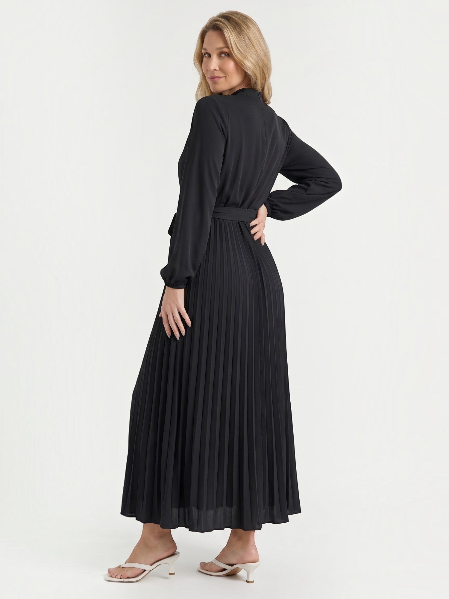 Misty Midi-Plisseekleid mit Bindegürtel