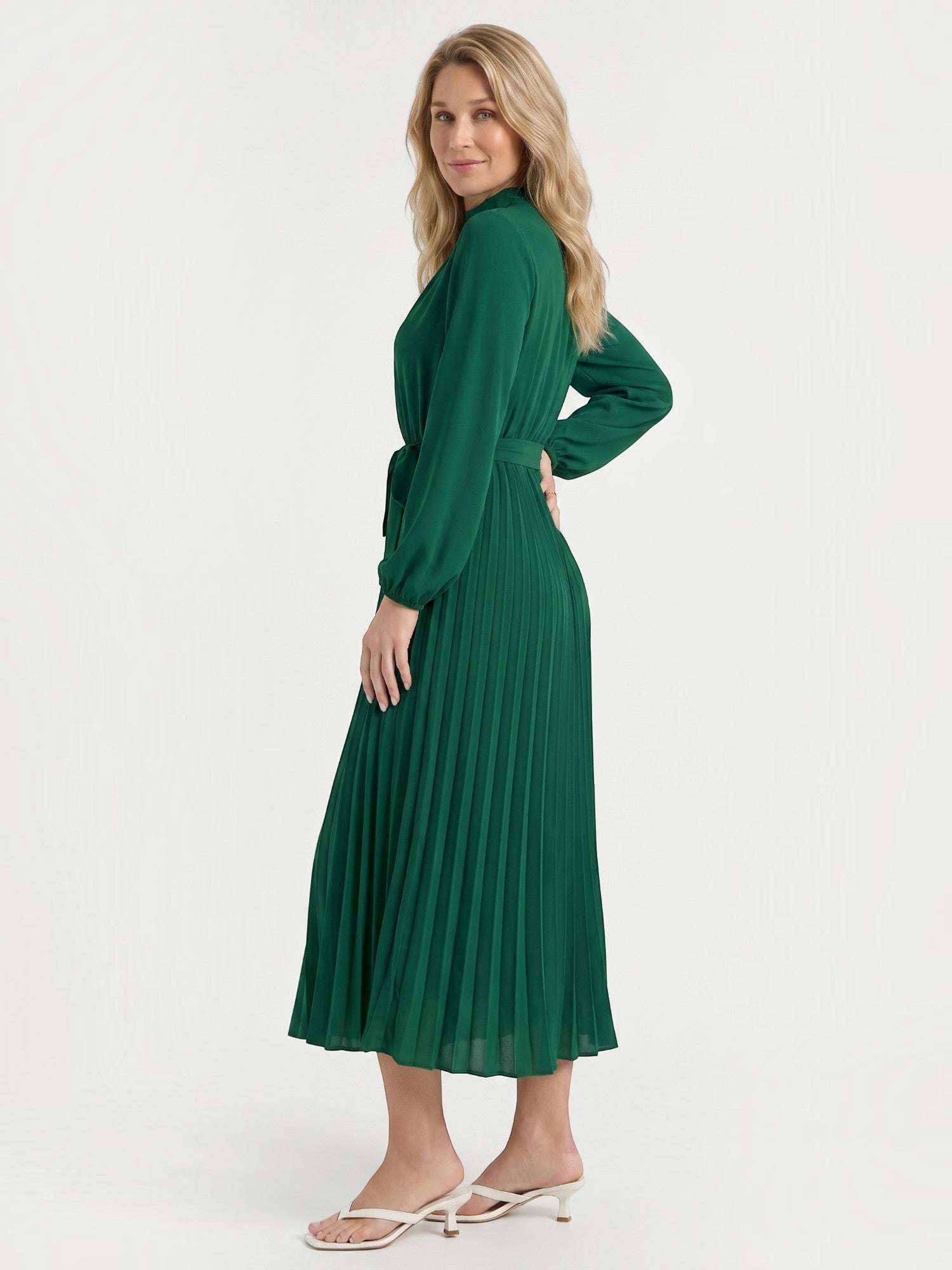 Misty Midi-Plisseekleid mit Bindegürtel
