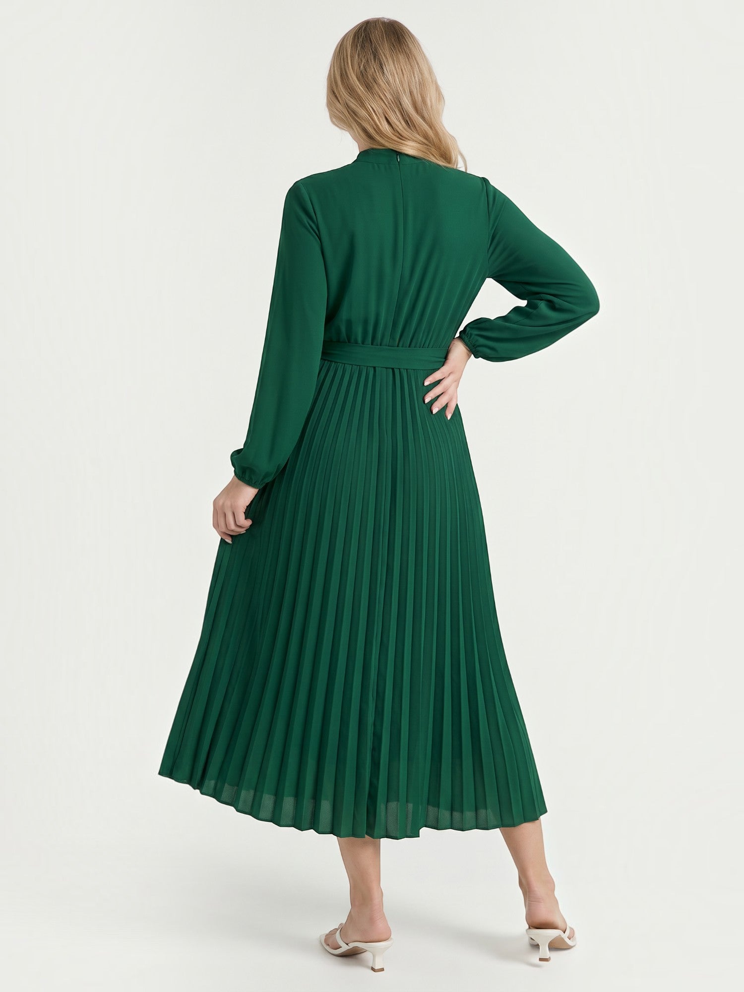 Misty Midi-Plisseekleid mit Bindegürtel