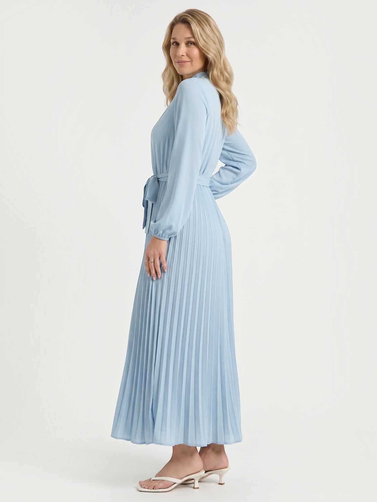 Misty Midi-Plisseekleid mit Bindegürtel