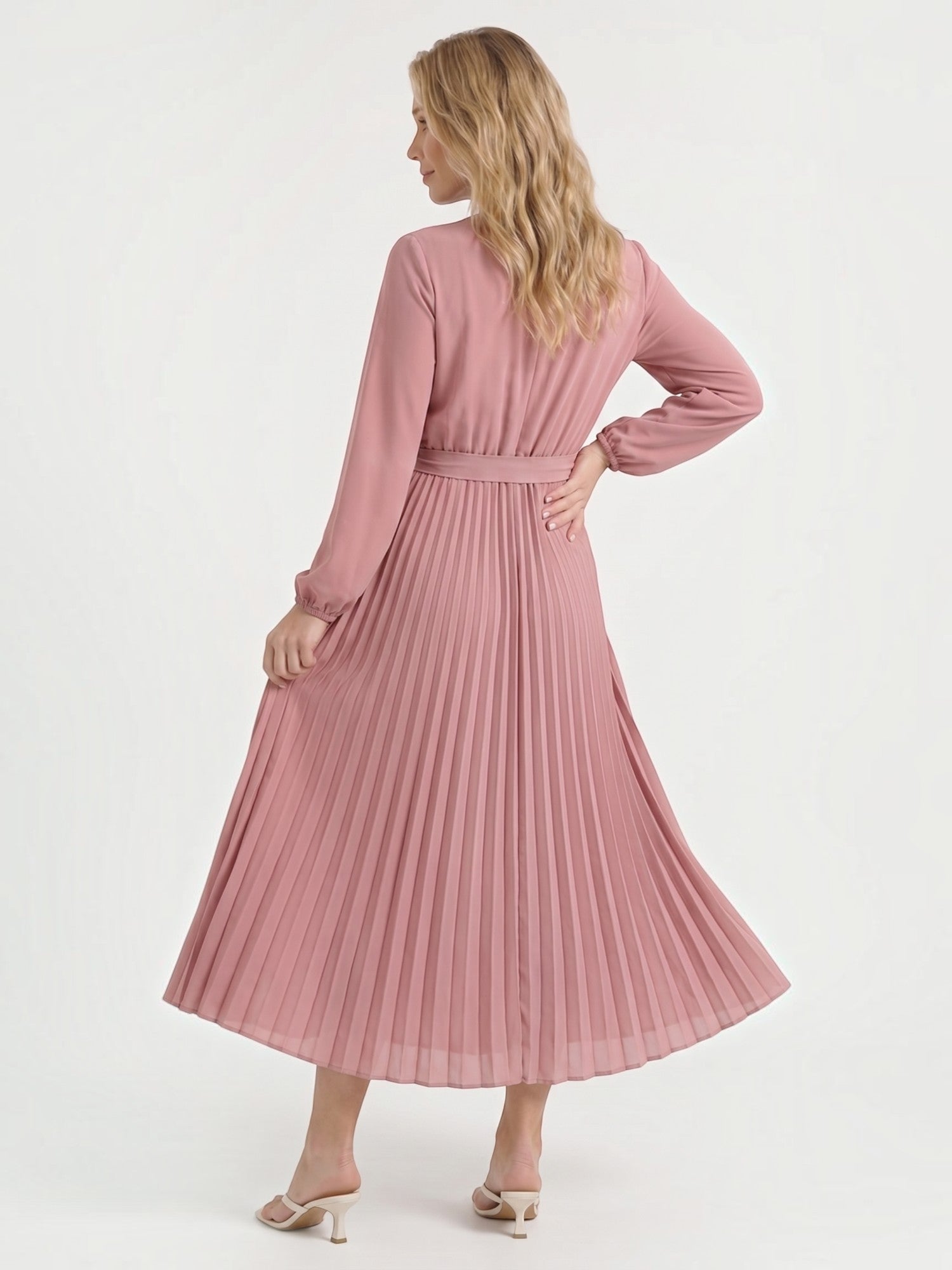 Misty Midi-Plisseekleid mit Bindegürtel