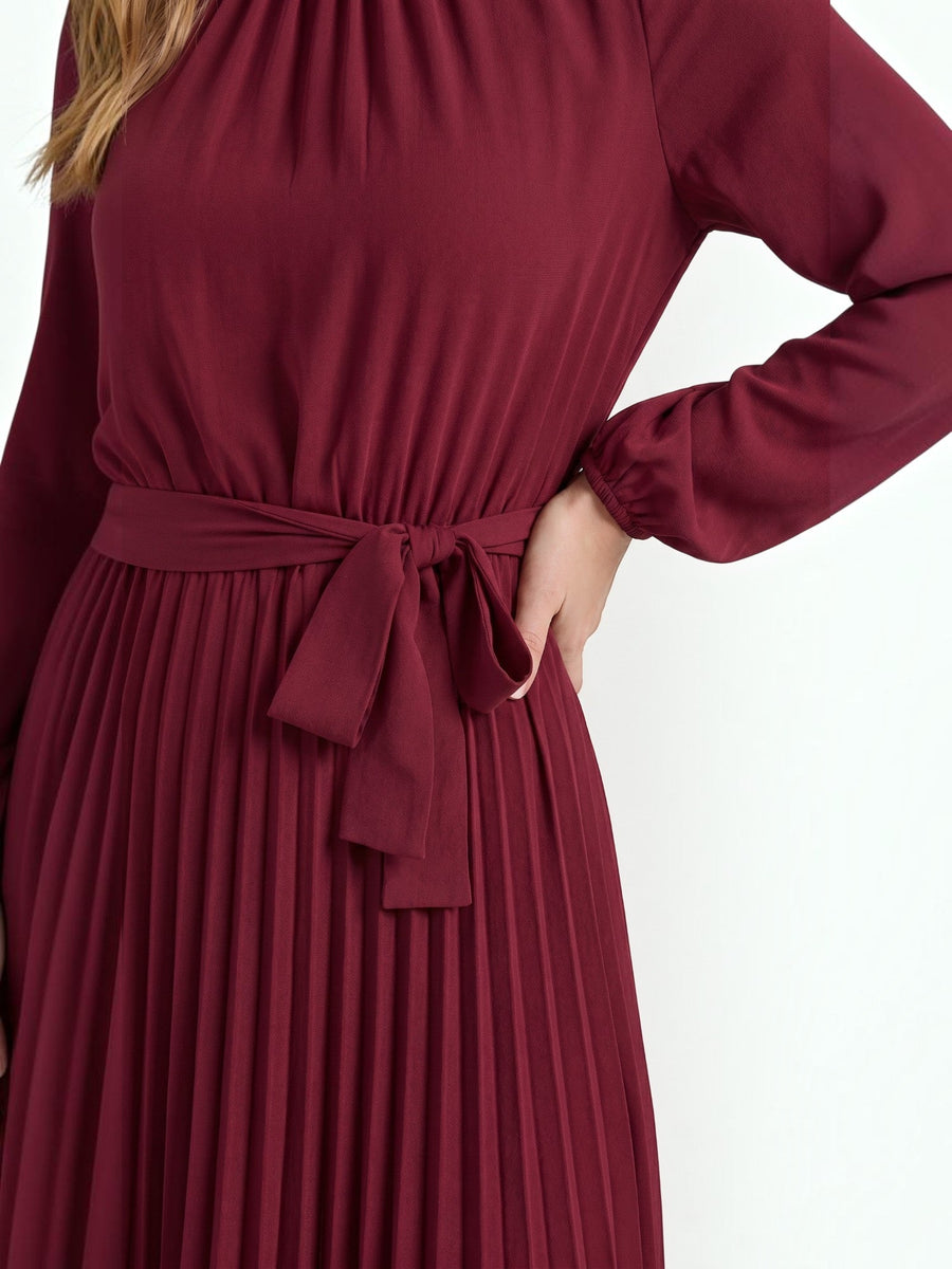 Misty Midi-Plisseekleid mit Bindegürtel