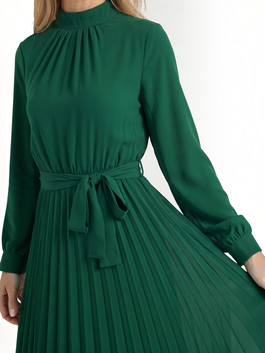 Misty Midi-Plisseekleid mit Bindegürtel