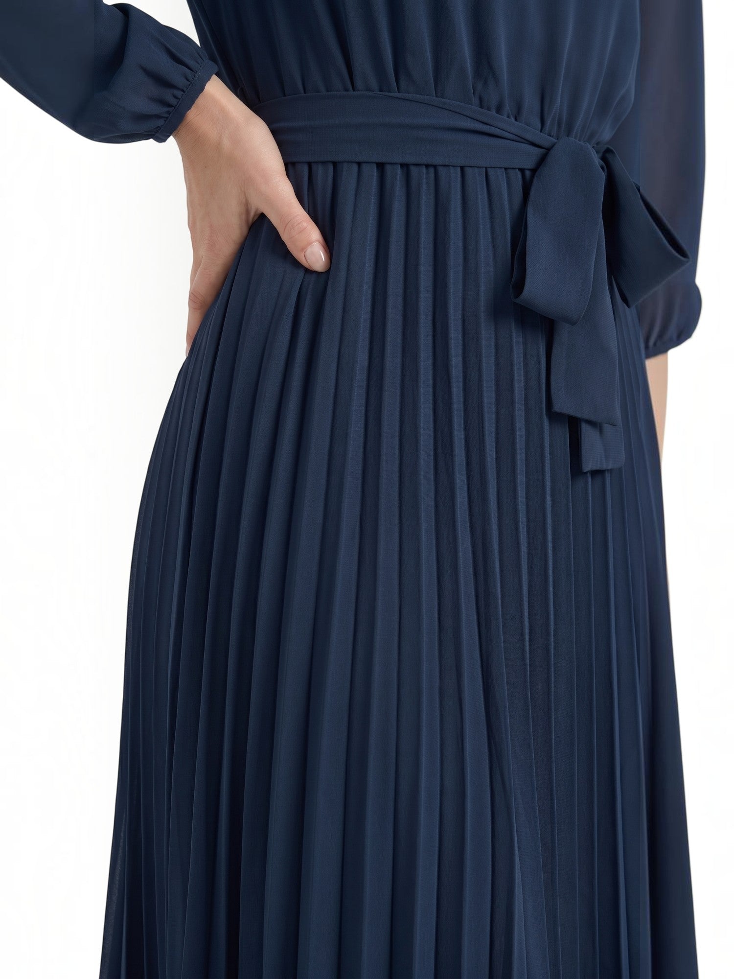 Misty Midi-Plisseekleid mit Bindegürtel
