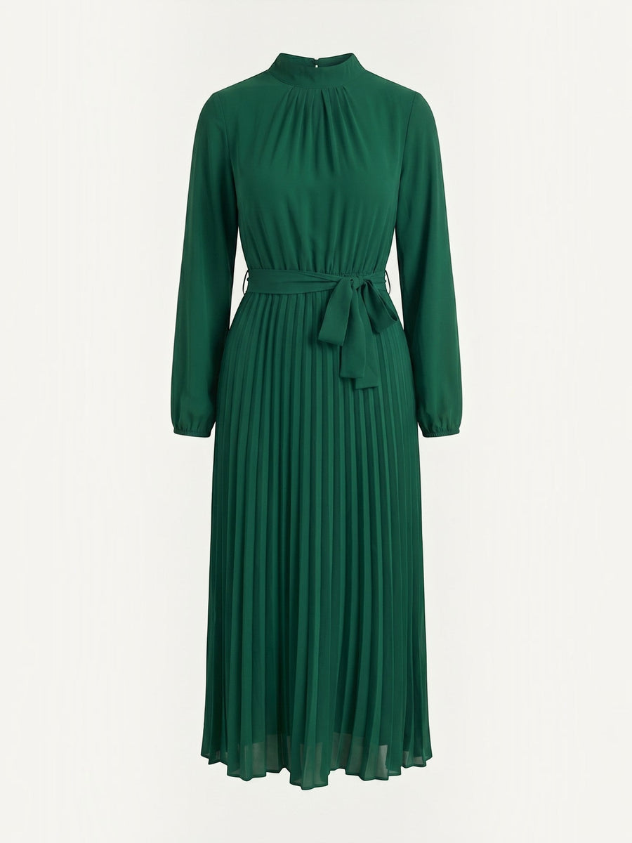 Misty Midi-Plisseekleid mit Bindegürtel