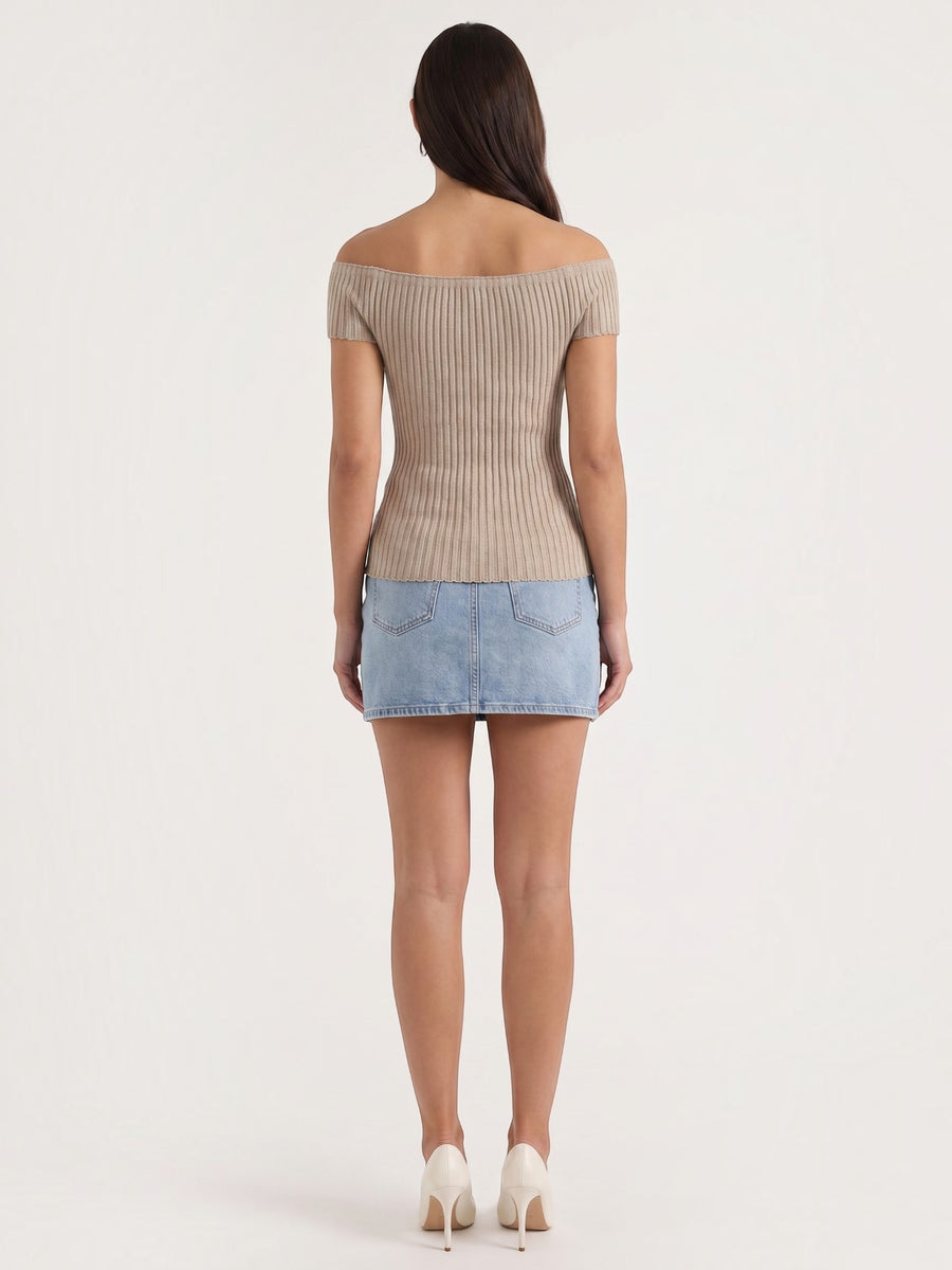 Isabel geripptes Crop Top