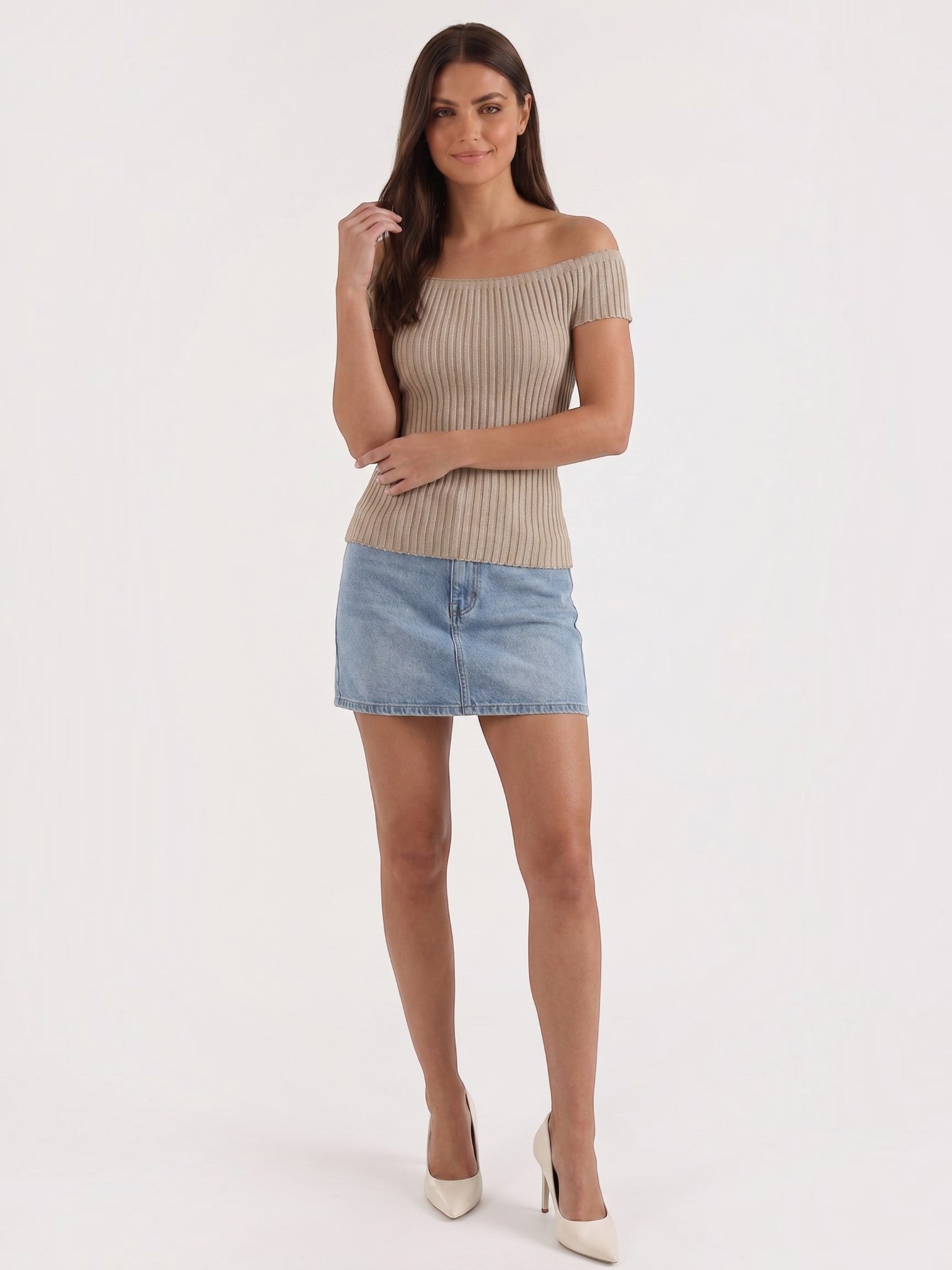 Isabel geripptes Crop Top
