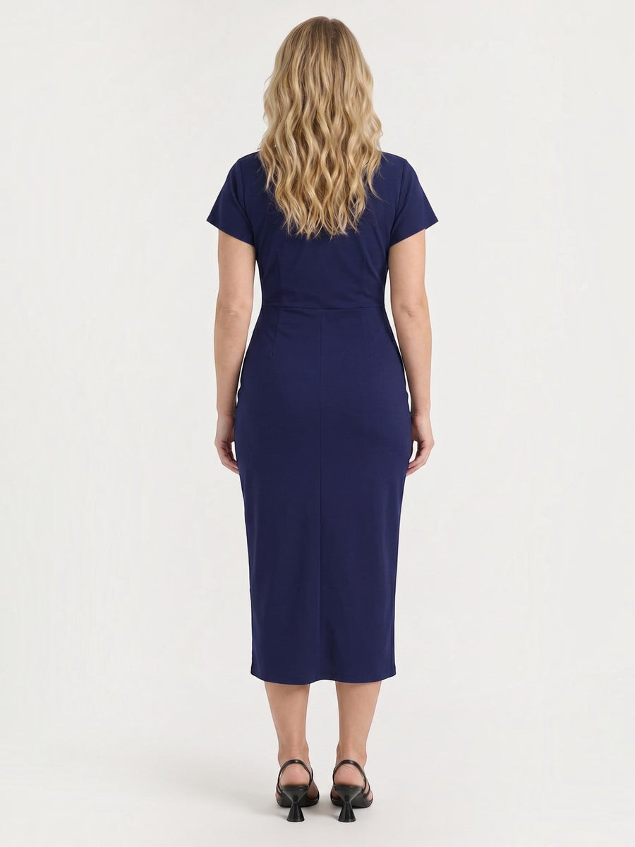 Raina Wickel-Midikleid mit V-Ausschnitt