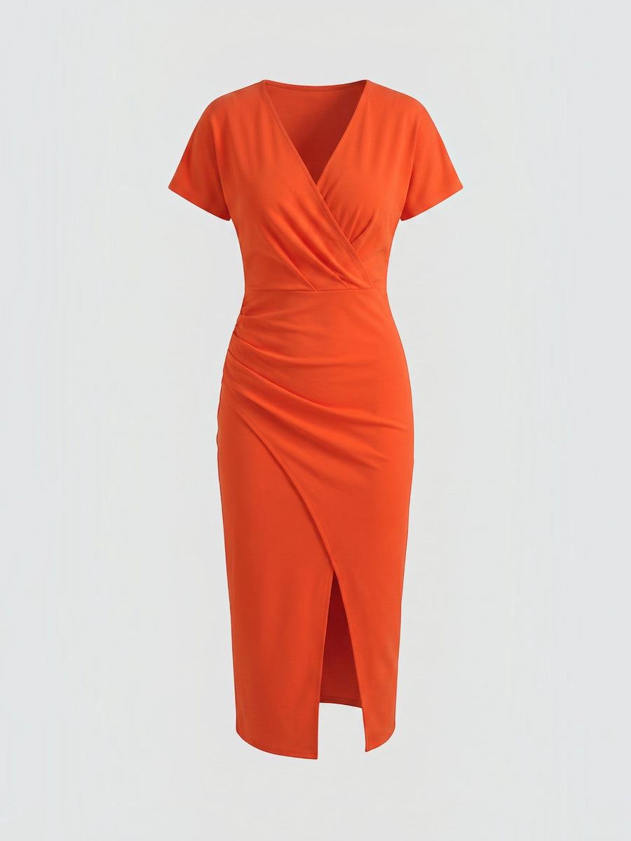 Raina Wickel-Midikleid mit V-Ausschnitt