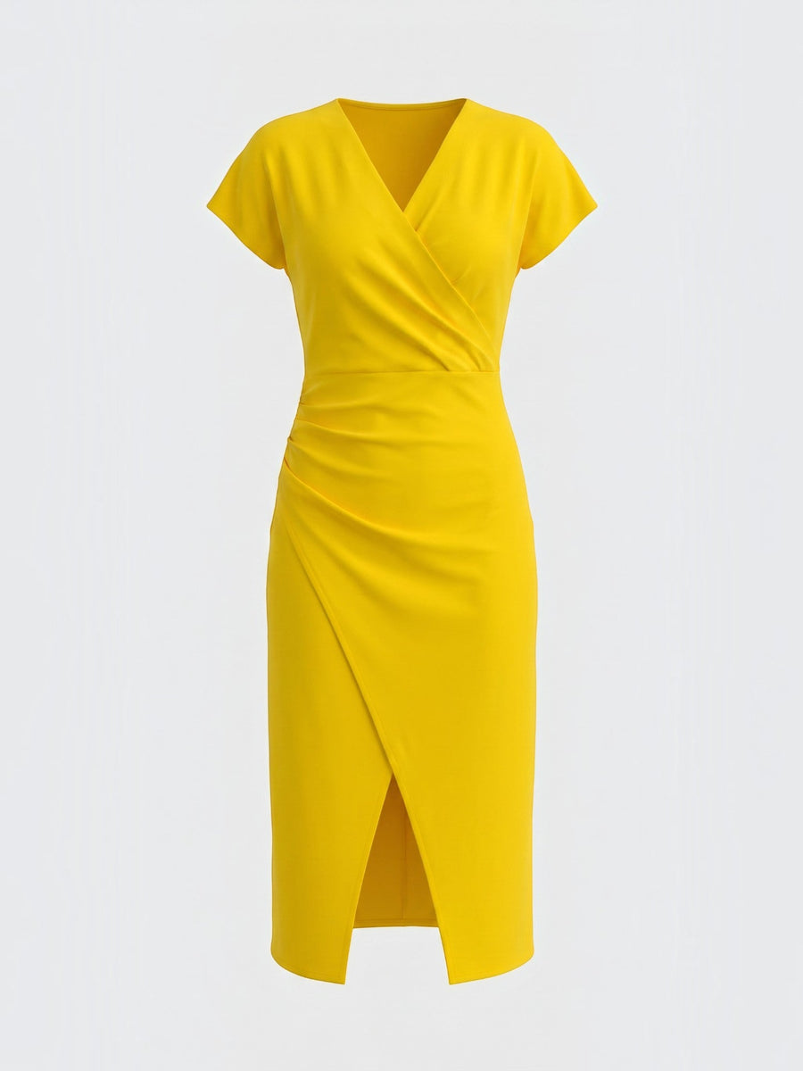Raina Wickel-Midikleid mit V-Ausschnitt