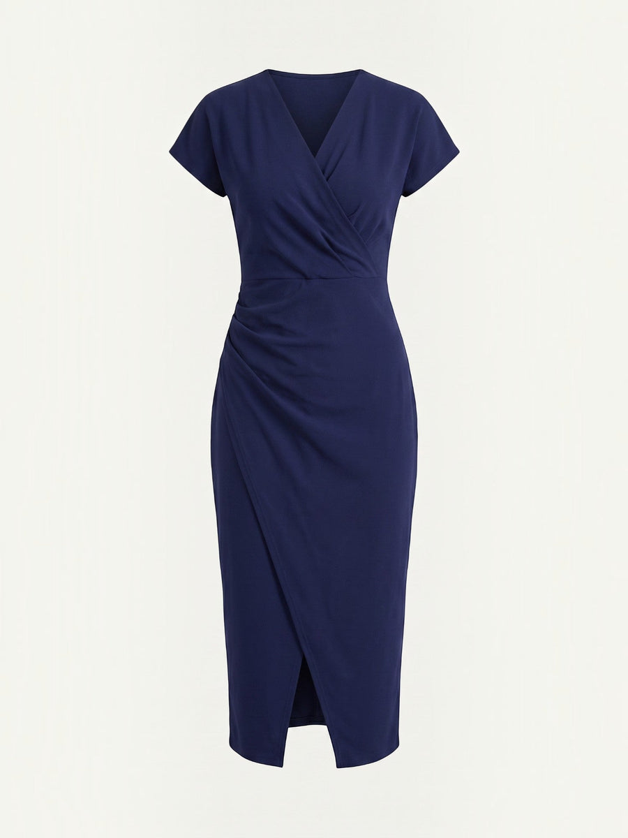 Raina Wickel-Midikleid mit V-Ausschnitt