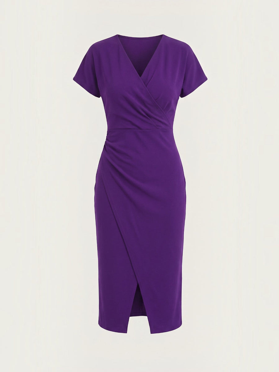 Raina Wickel-Midikleid mit V-Ausschnitt